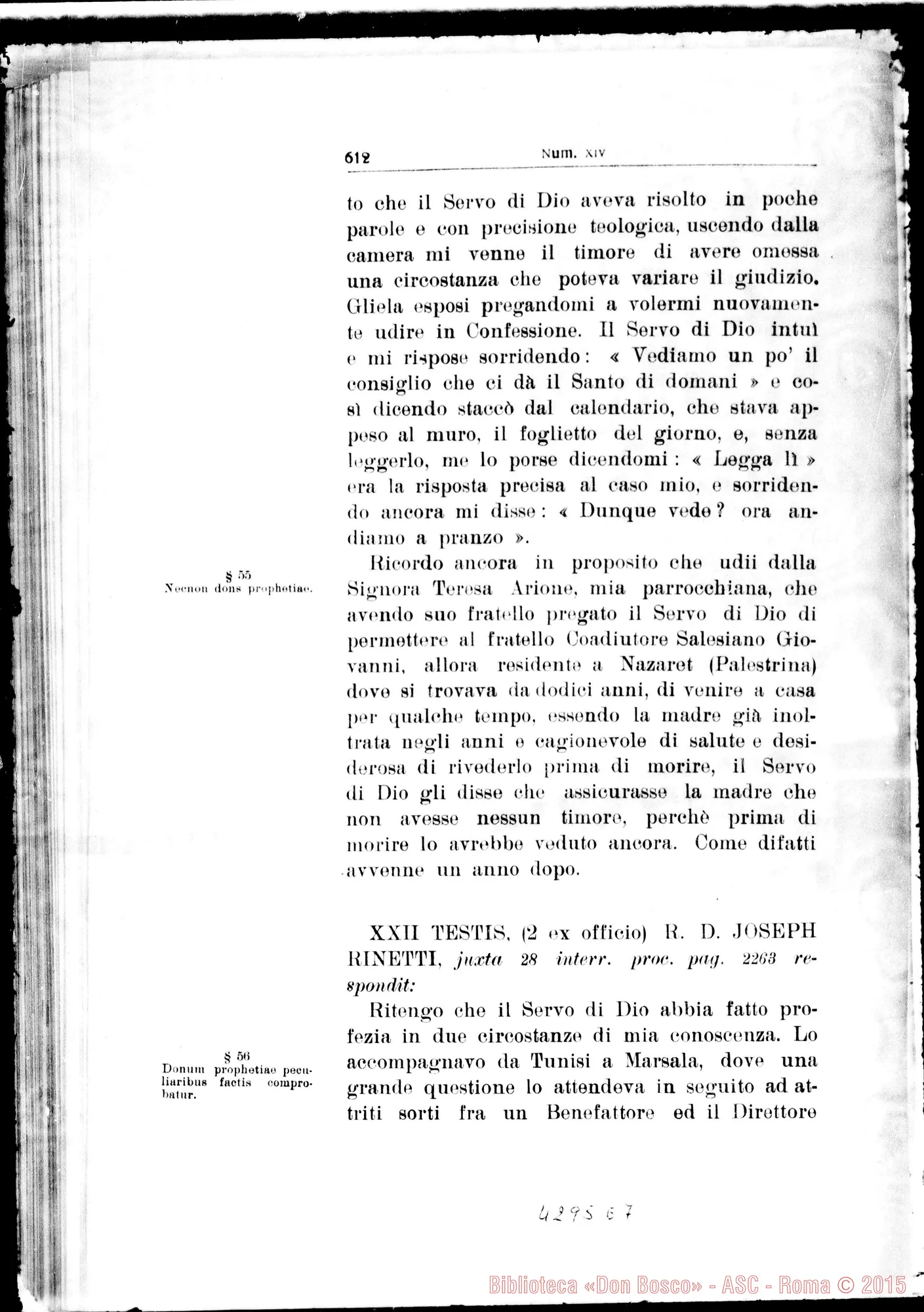 Fotogramma E 7 — De Donis supernaturalibus et de Miraculis in vita