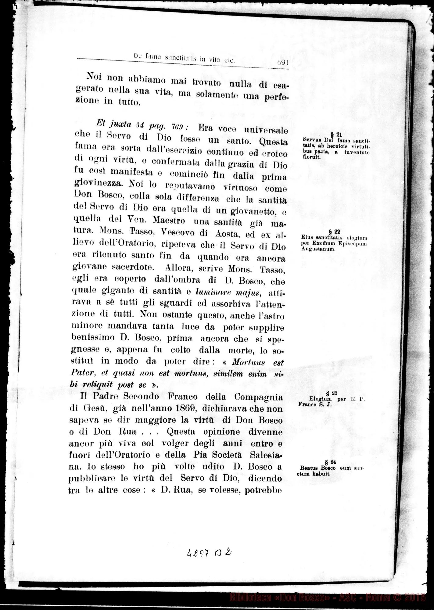 Fotogramma B 2 — De fama sanctitatis in vita et post obitum