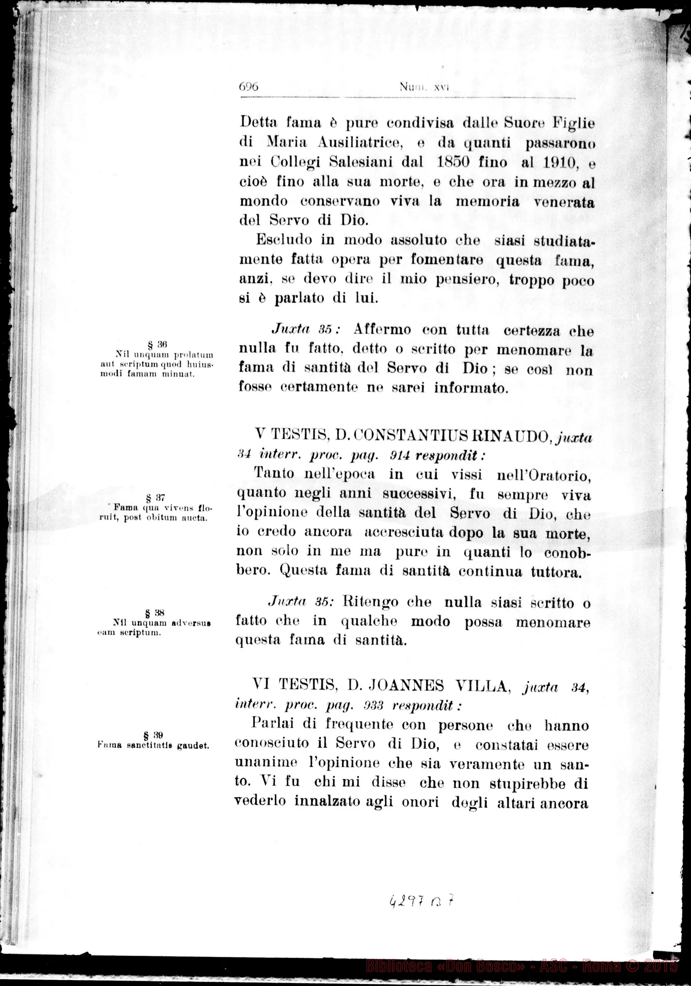 Fotogramma B 7 — De fama sanctitatis in vita et post obitum