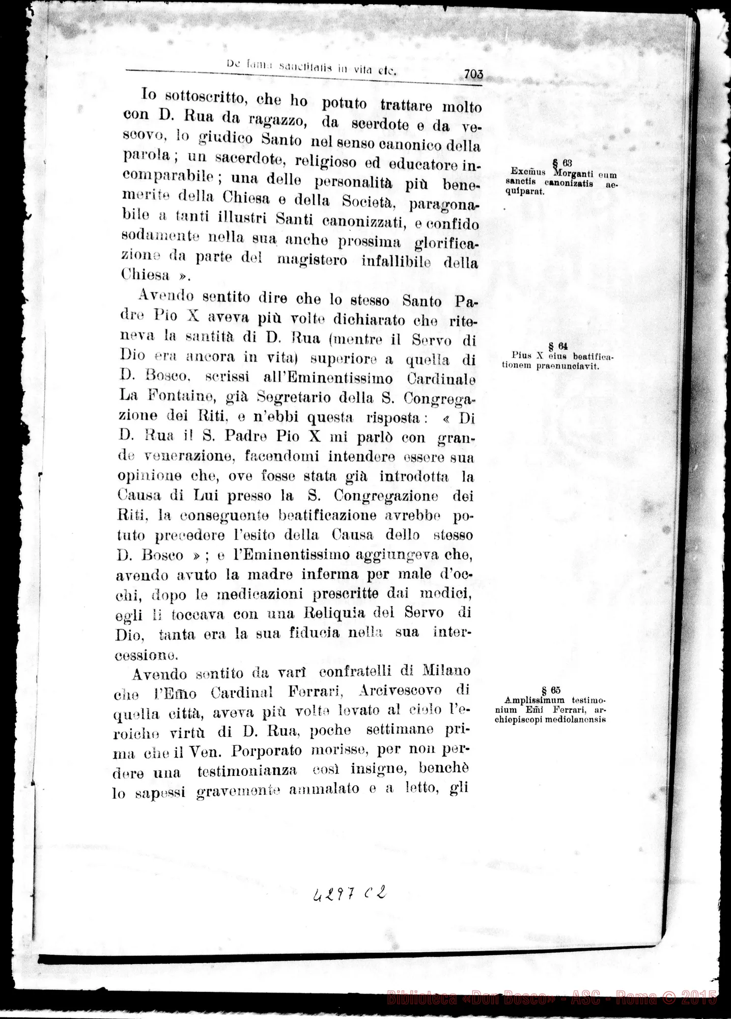 Fotogramma C 2 — De fama sanctitatis in vita et post obitum