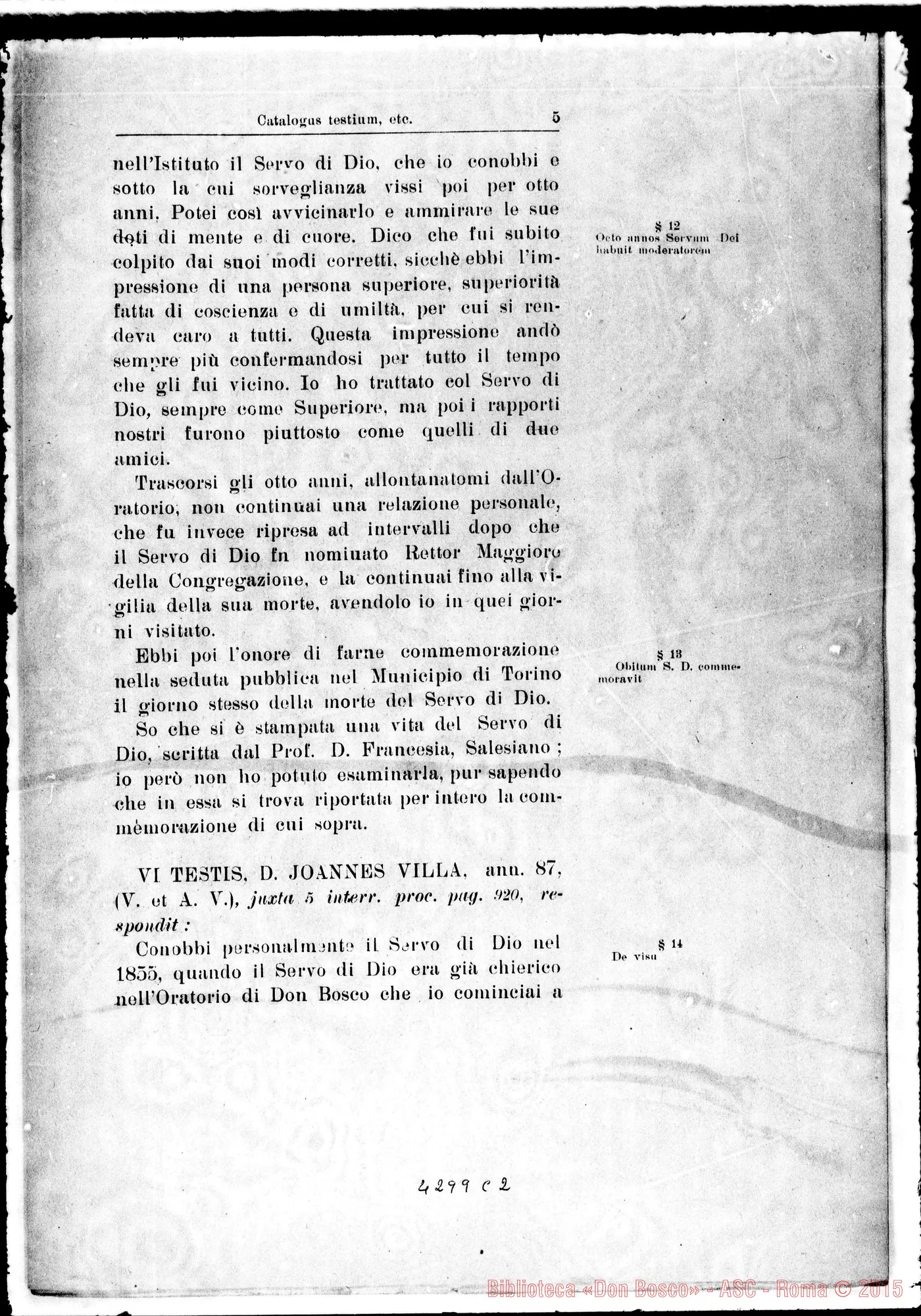 Fotogramma C 2 — Catalogus testium eorumque scientiae causa