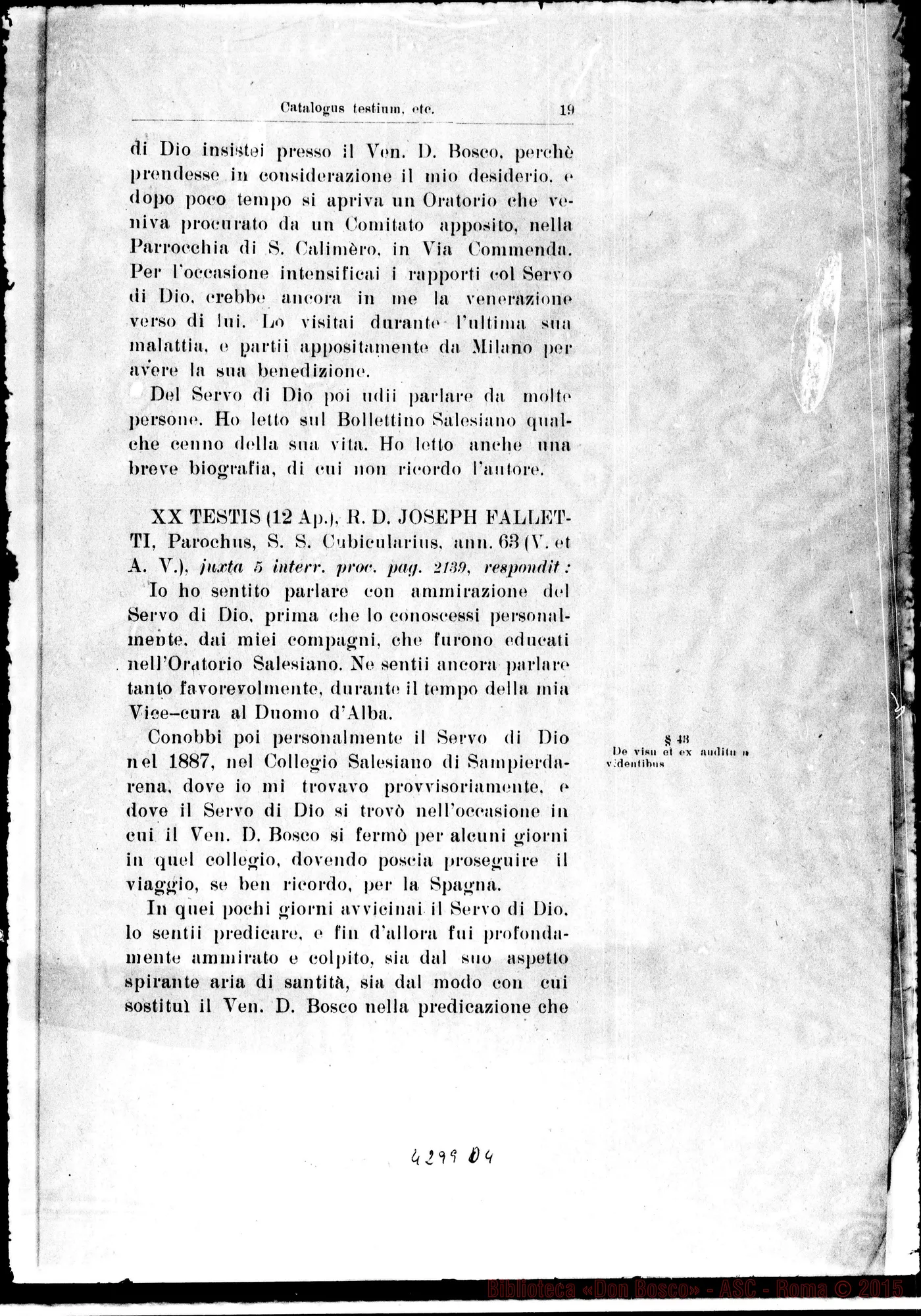Fotogramma D 4 — Catalogus testium eorumque scientiae causa