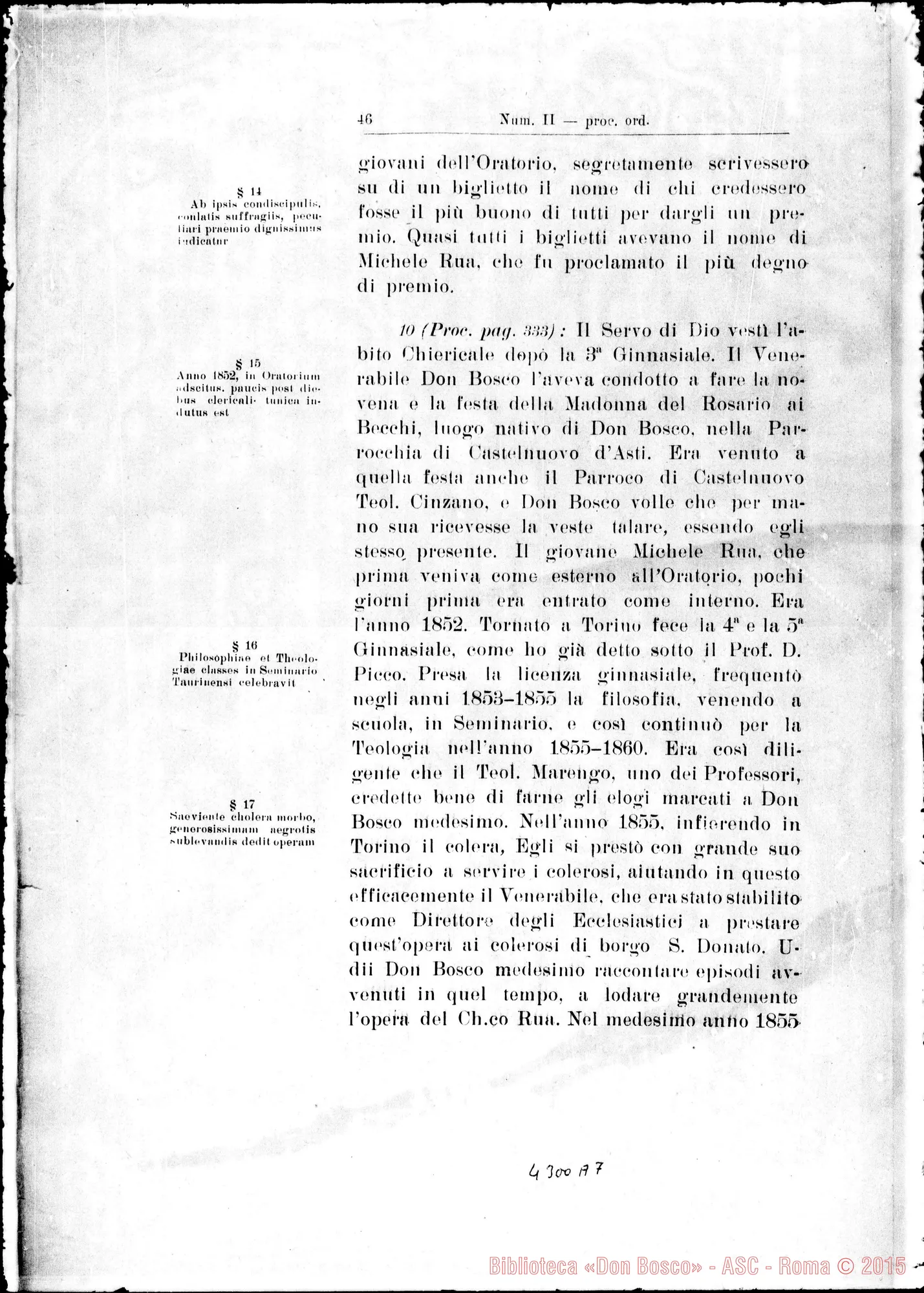 Fotogramma A 7 — De ortu, patria, parentibus, pueritia, adolescentia… Servi Dei…