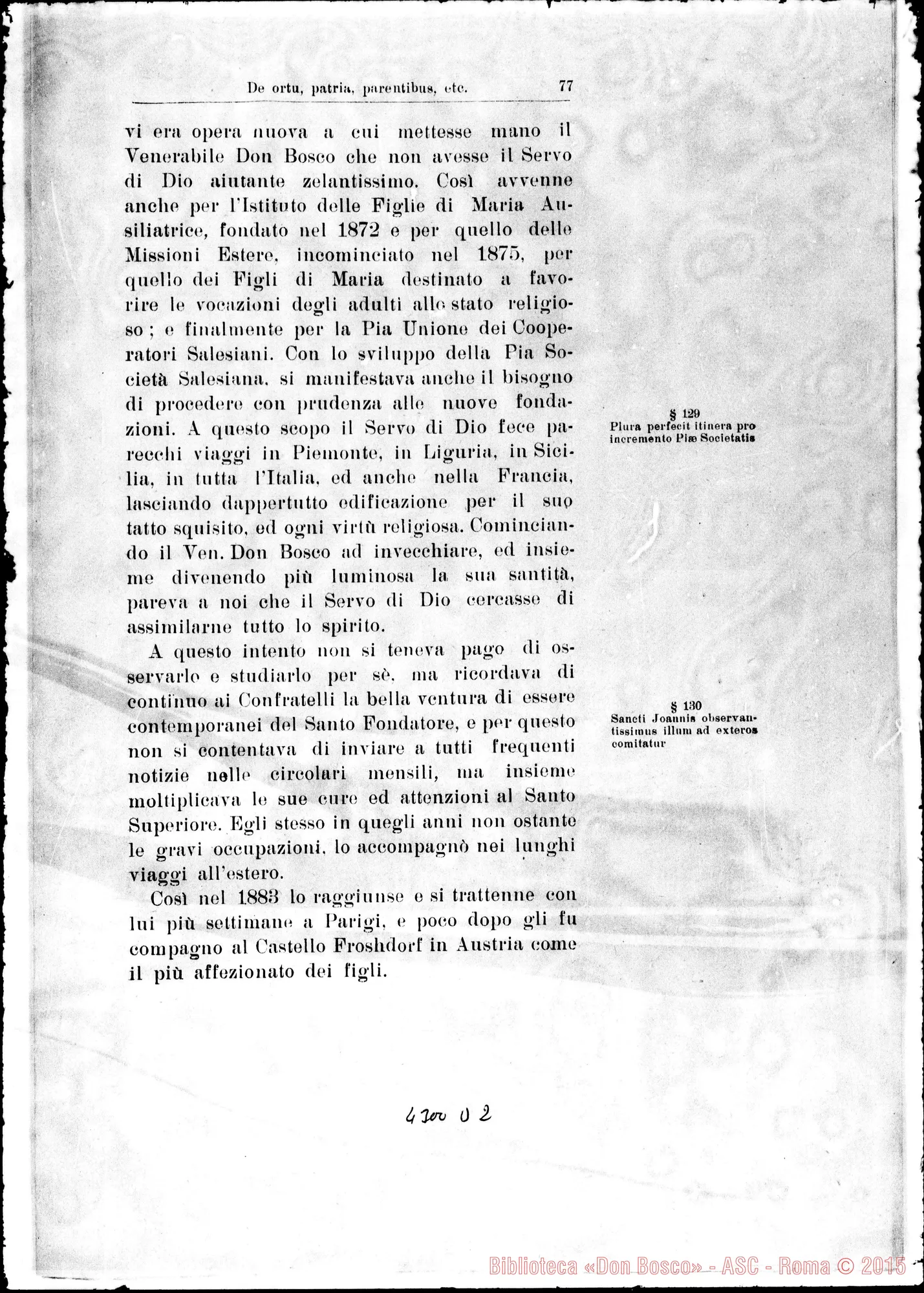 Fotogramma D 2 — De ortu, patria, parentibus, pueritia, adolescentia… Servi Dei…