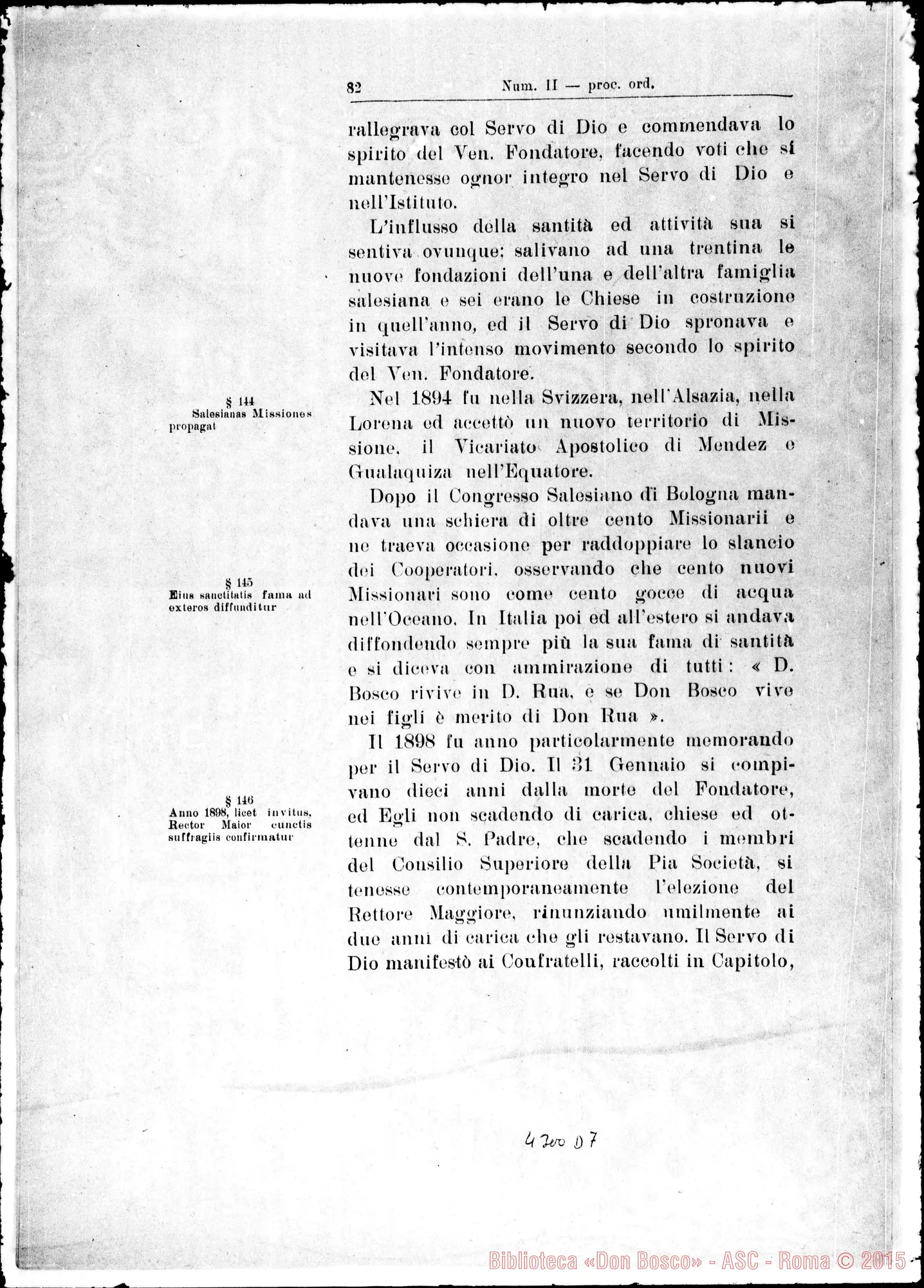 Fotogramma D 7 — De ortu, patria, parentibus, pueritia, adolescentia… Servi Dei…