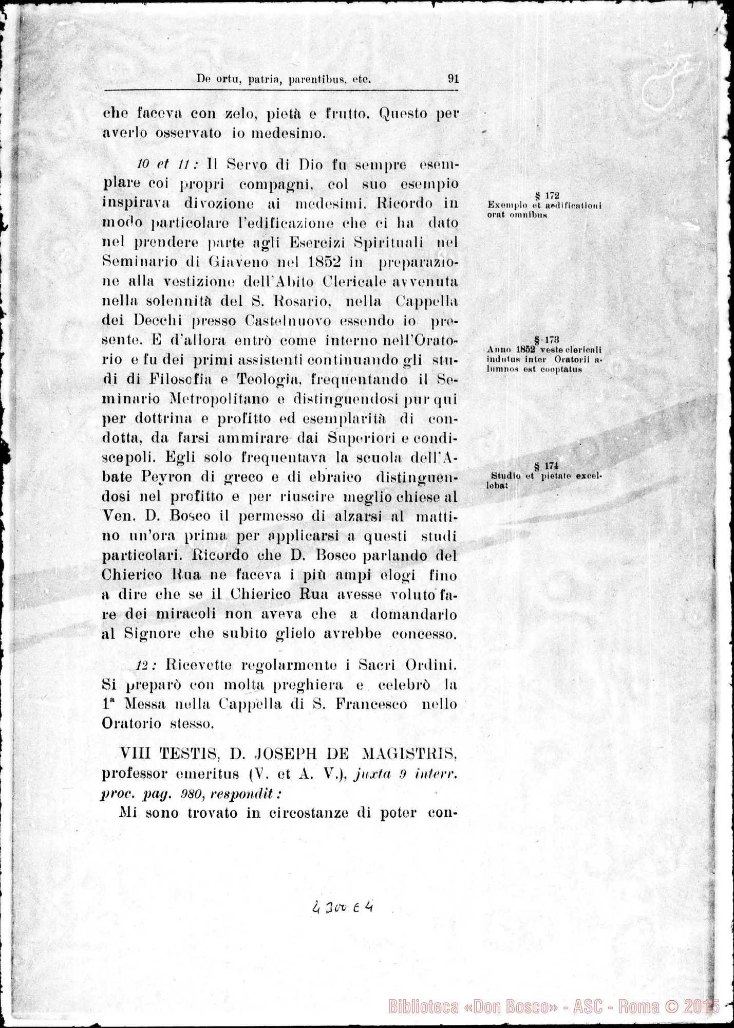 Fotogramma E 4 — De ortu, patria, parentibus, pueritia, adolescentia… Servi Dei…