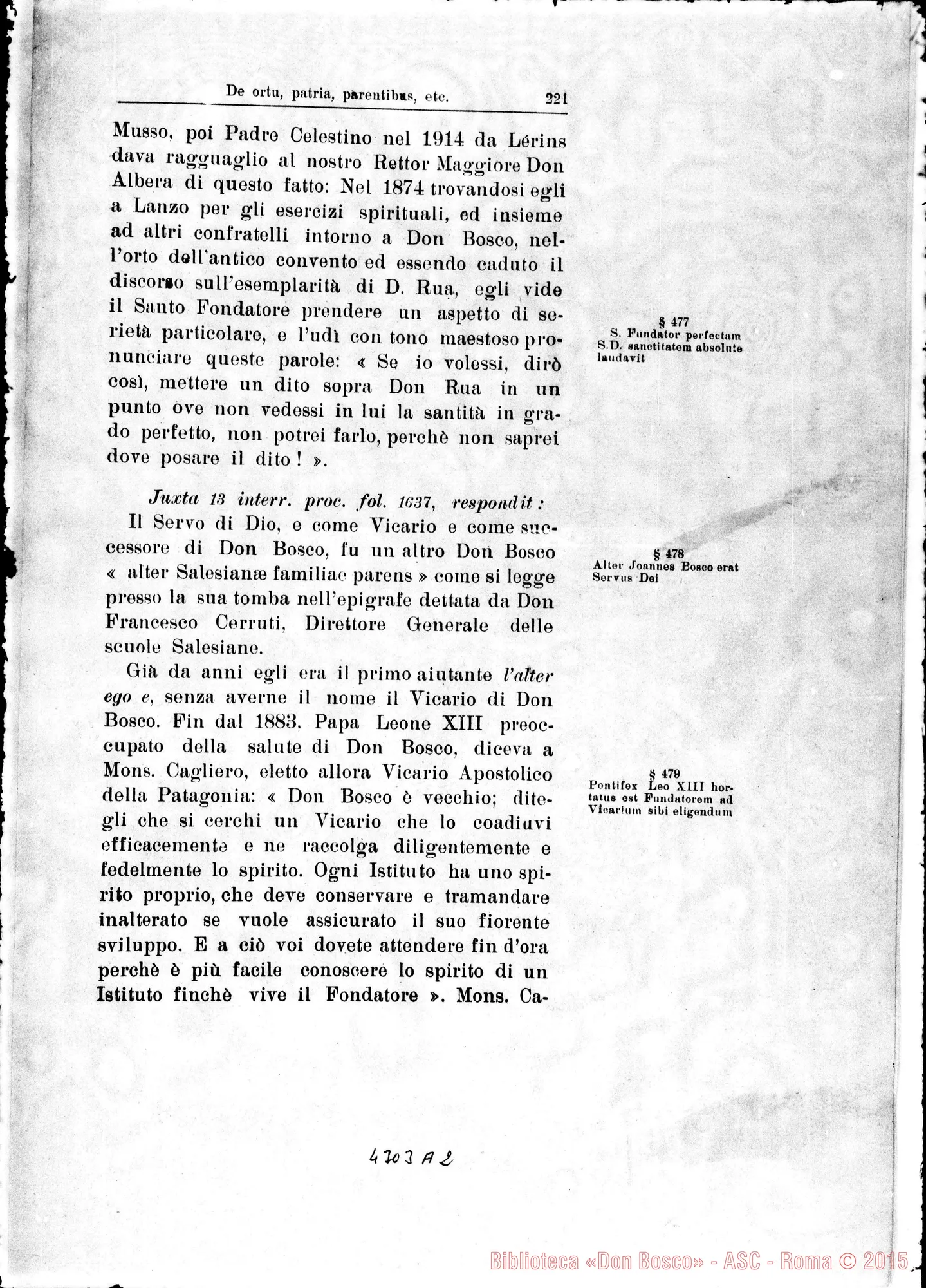 Fotogramma A 2 — De ortu, patria, parentibus, pueritia, adolescentia… Servi Dei…