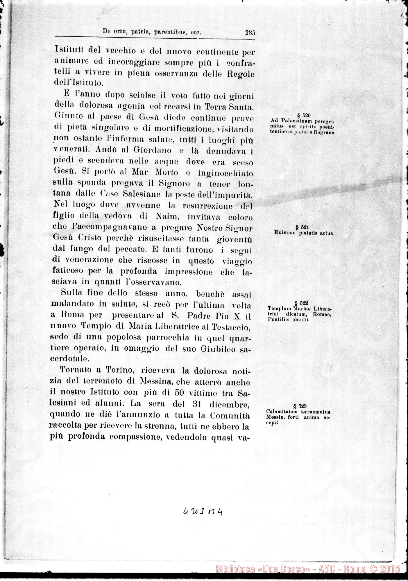 Fotogramma B 4 — De ortu, patria, parentibus, pueritia, adolescentia… Servi Dei…