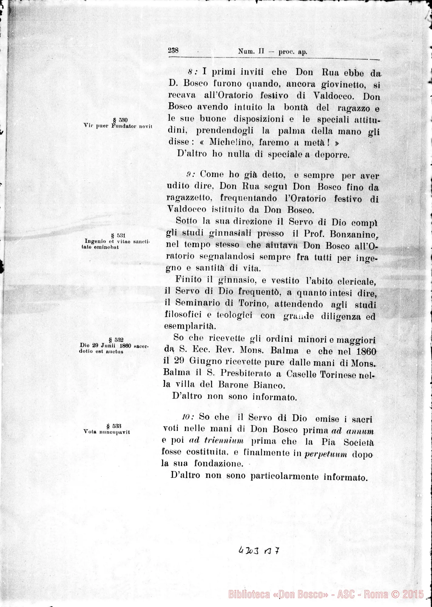 Fotogramma B 7 — De ortu, patria, parentibus, pueritia, adolescentia… Servi Dei…