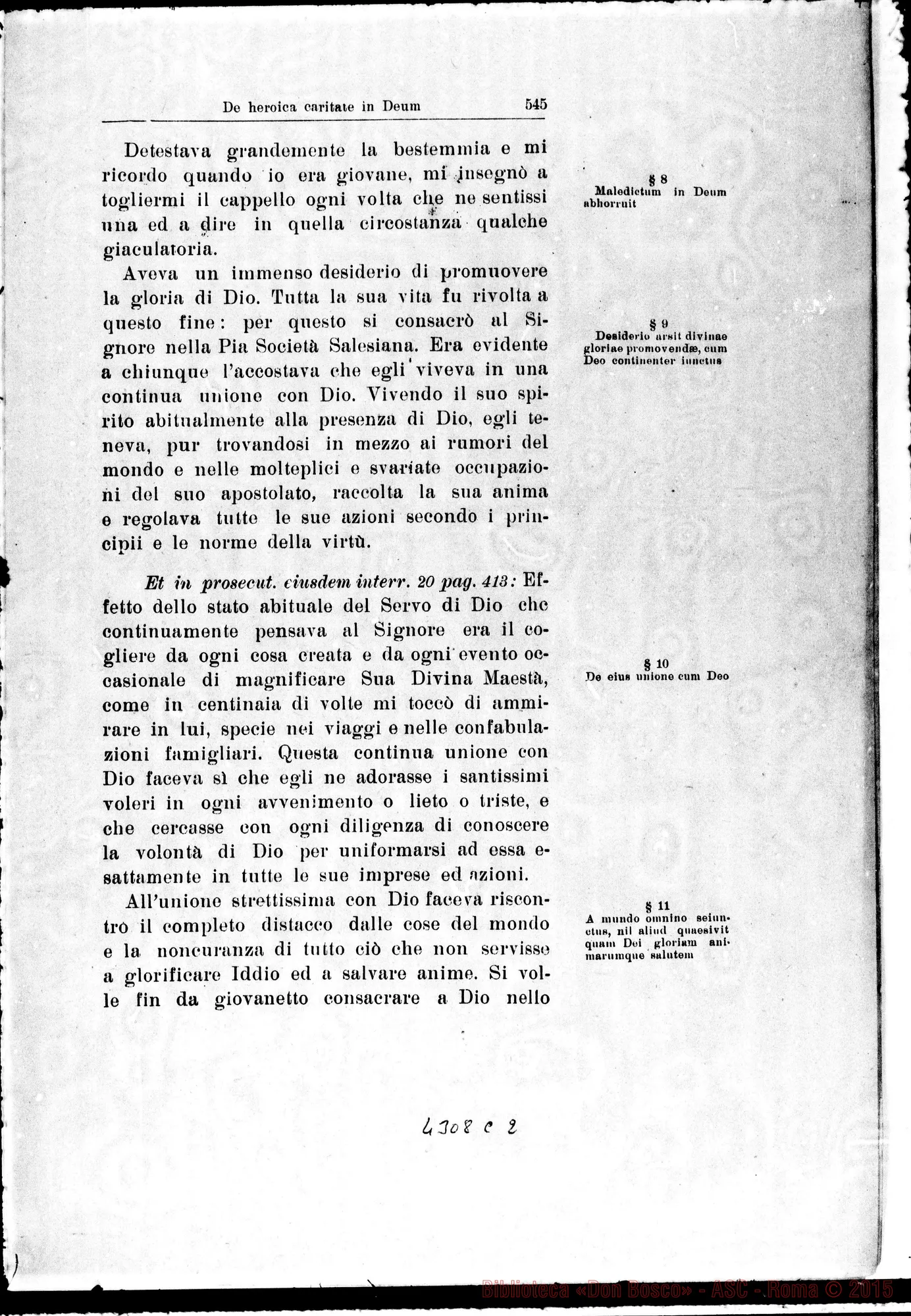 Fotogramma C 2 — De heroica Caritate in Deum