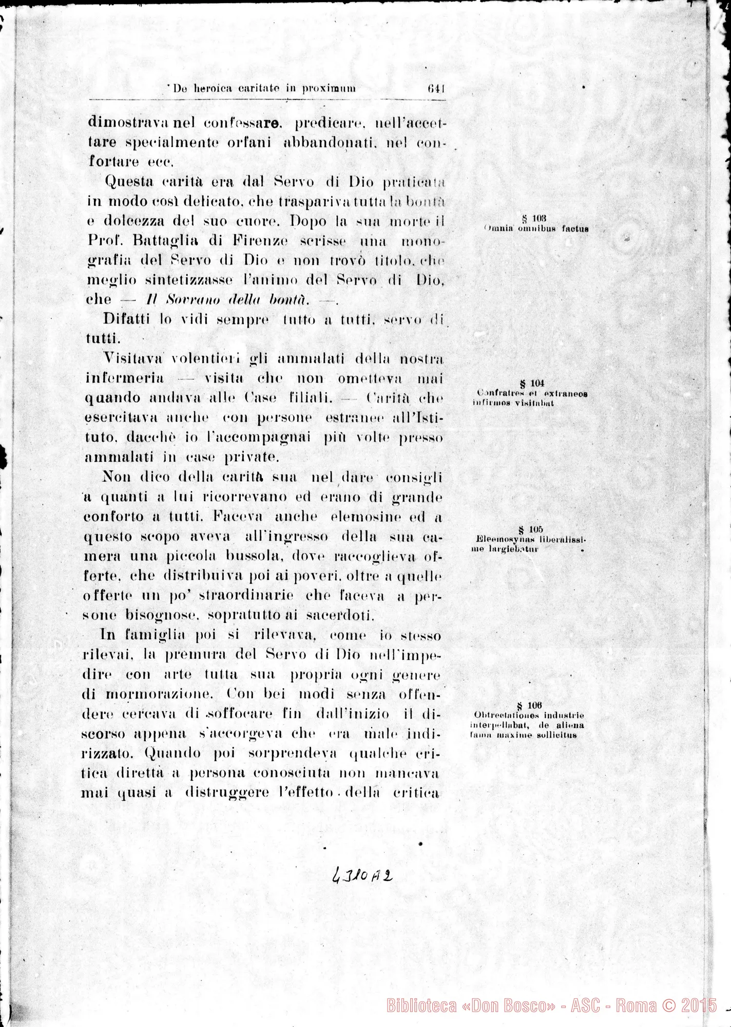 Fotogramma A 2 — De heroica Caritate in proximum