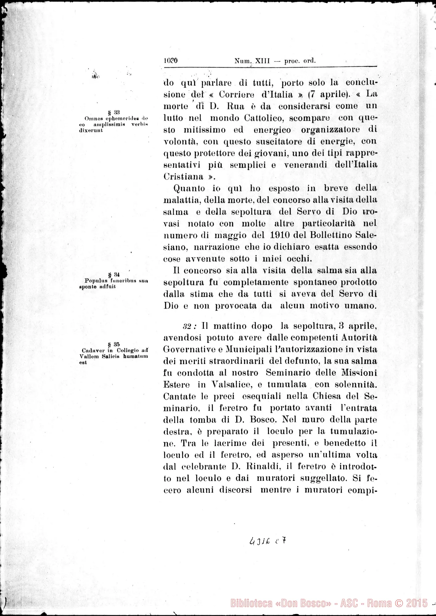 Fotogramma C 7 — De pretioso obitu Servi Dei, de concursu fidelium ad funus…