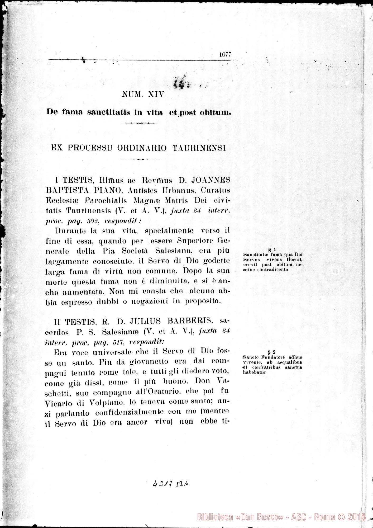 Fotogramma B 6 — De fama sanctitatis in vitam et post obitum