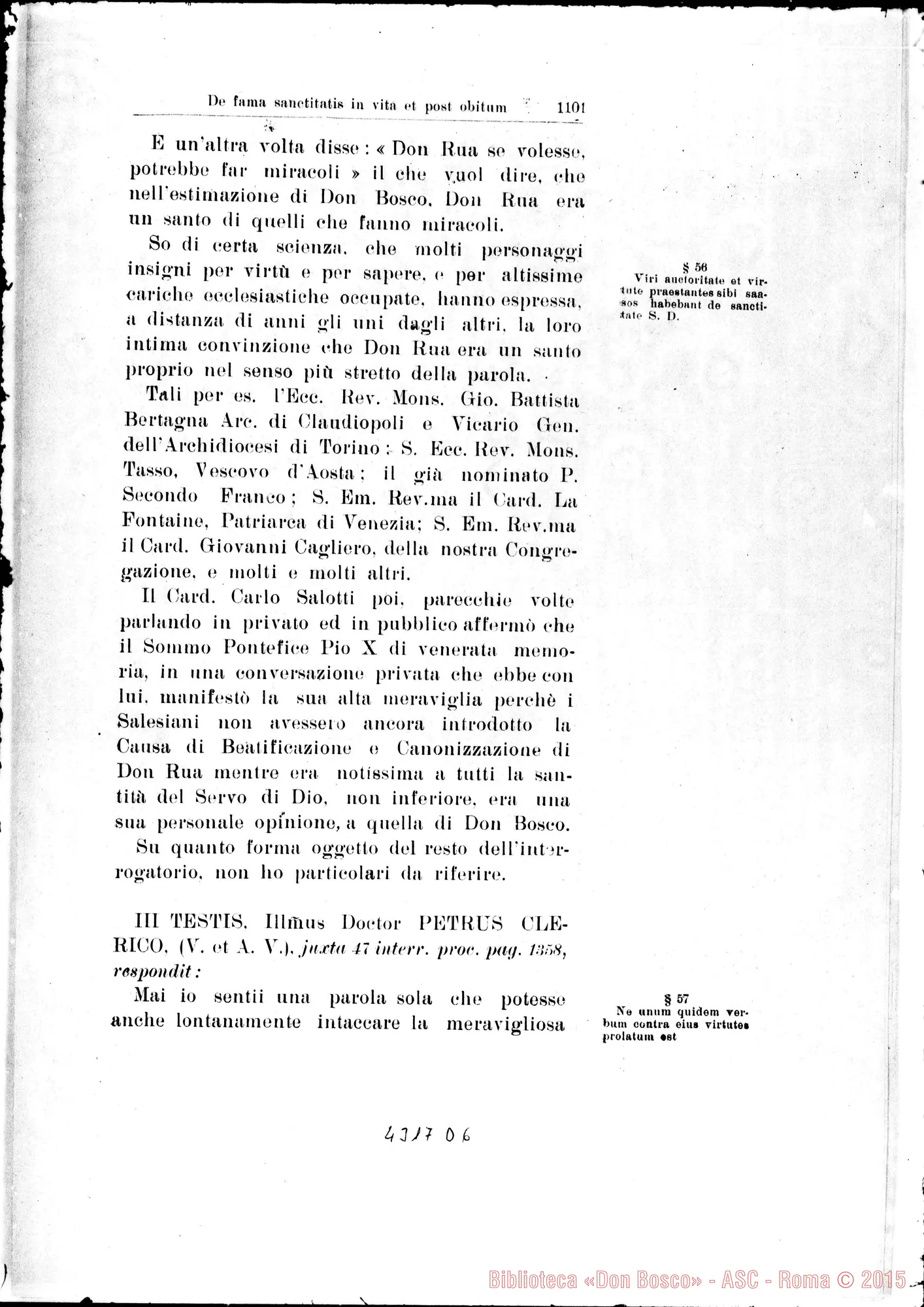 Fotogramma D 6 — De fama sanctitatis in vitam et post obitum