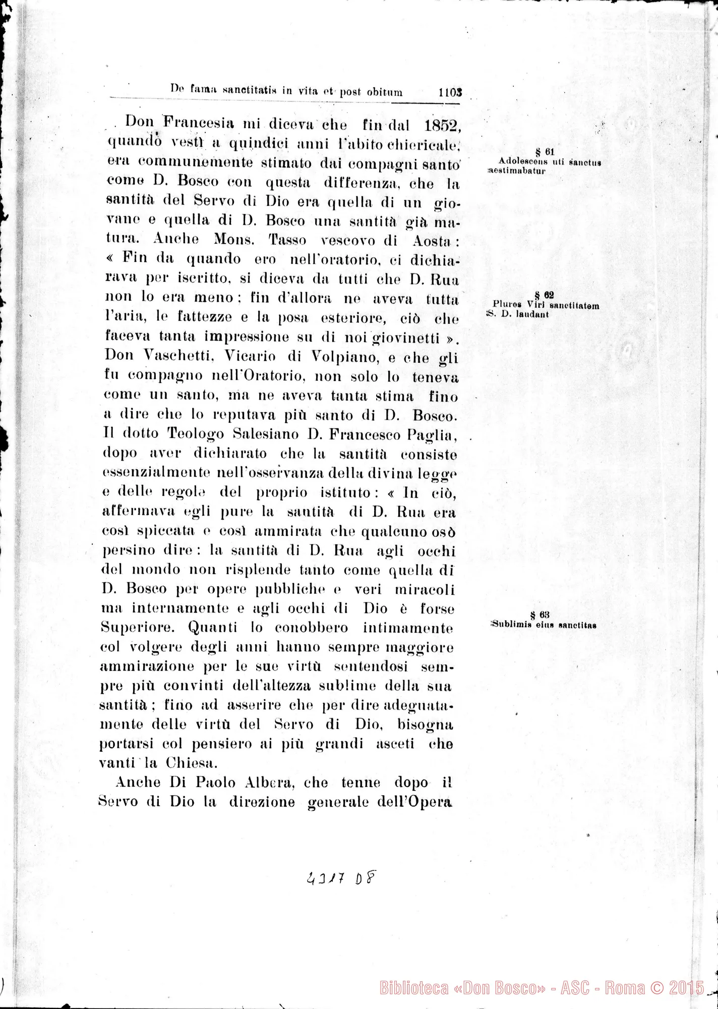 Fotogramma D 8 — De fama sanctitatis in vitam et post obitum