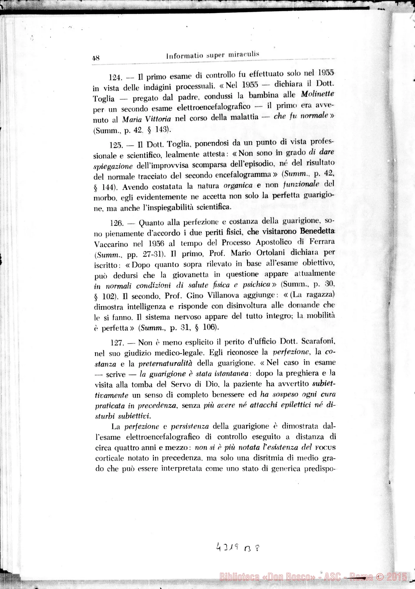 Fotogramma B 8 — Informatio super dubio an et de quibus miraculis constet…