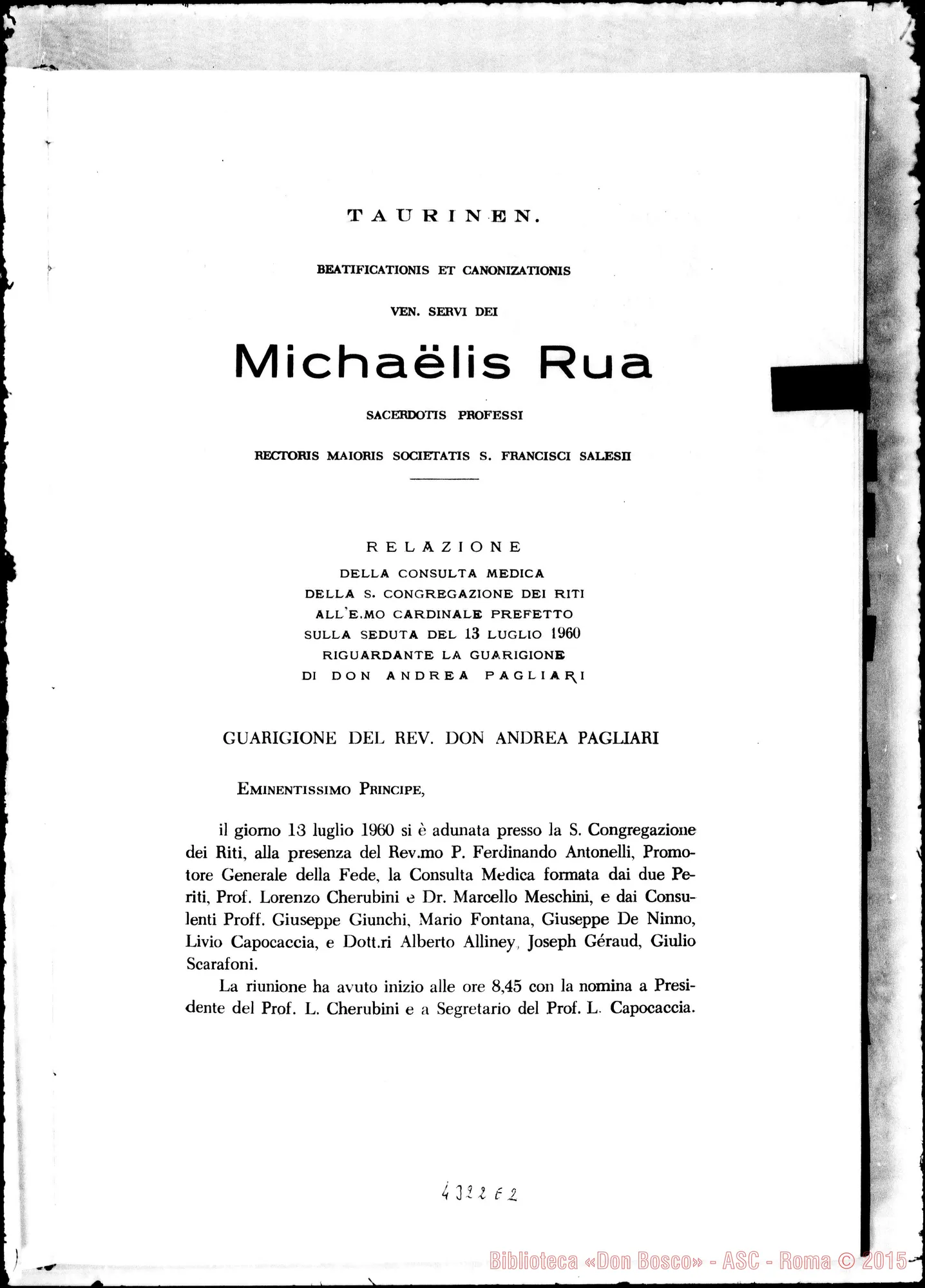 Fotogramma E 2 — Relatio consultae medicae diei le julii 1960