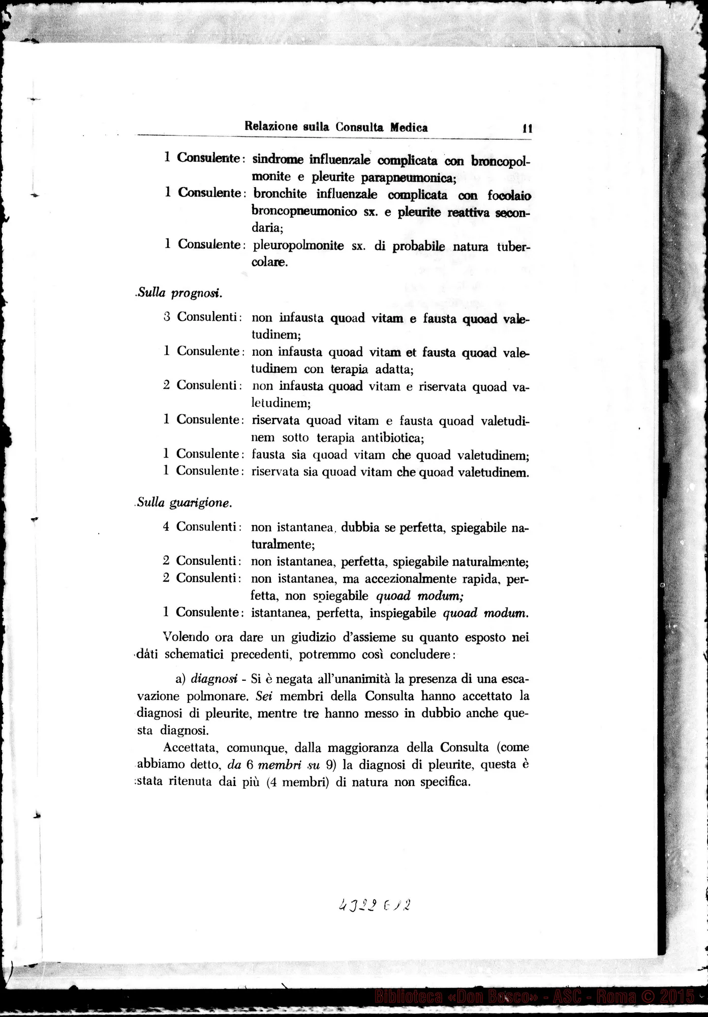 Fotogramma E 12 — Relatio consultae medicae diei le julii 1960