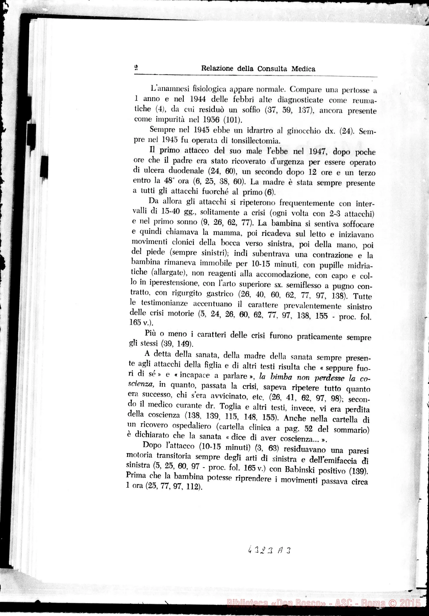 Fotogramma A 3 — Relatio consultae medicae diei le julii 1960
