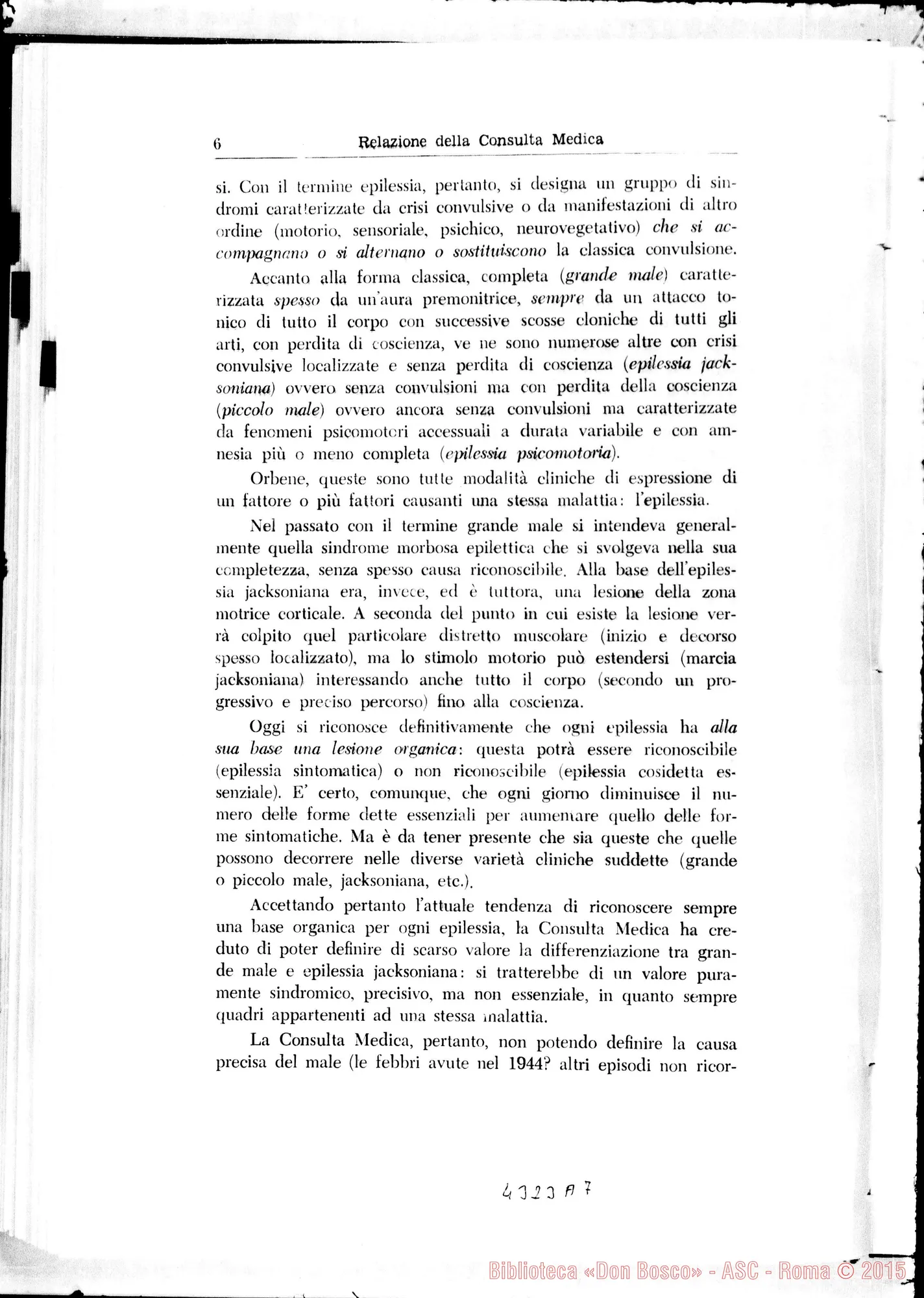 Fotogramma A 7 — Relatio consultae medicae diei le julii 1960