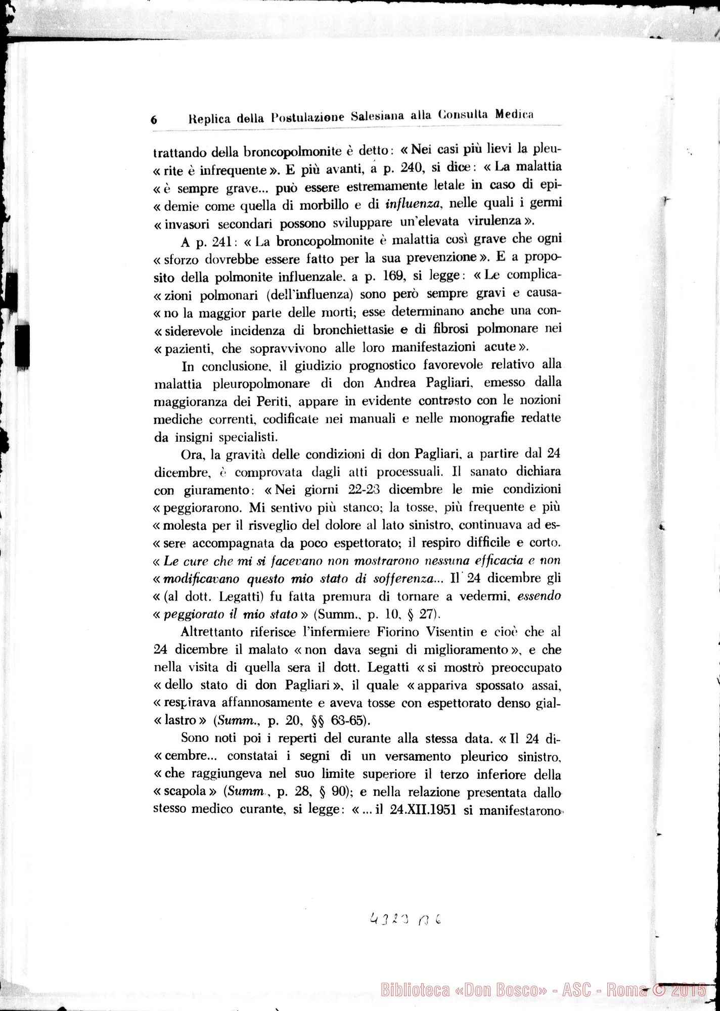 Fotogramma B 6 — Responsio postulatìonis salesianae ad consultam medicam