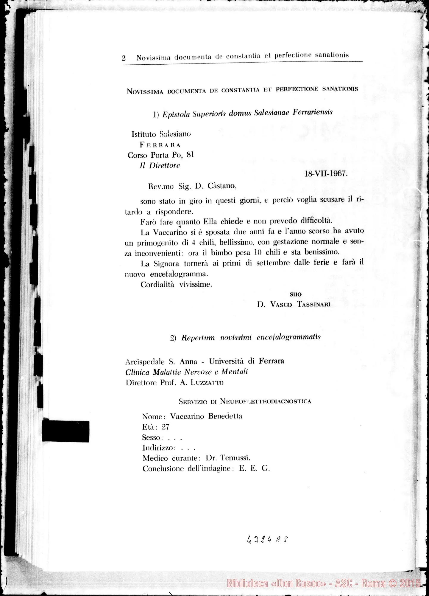 Fotogramma A 8 — Acta praeliminaria