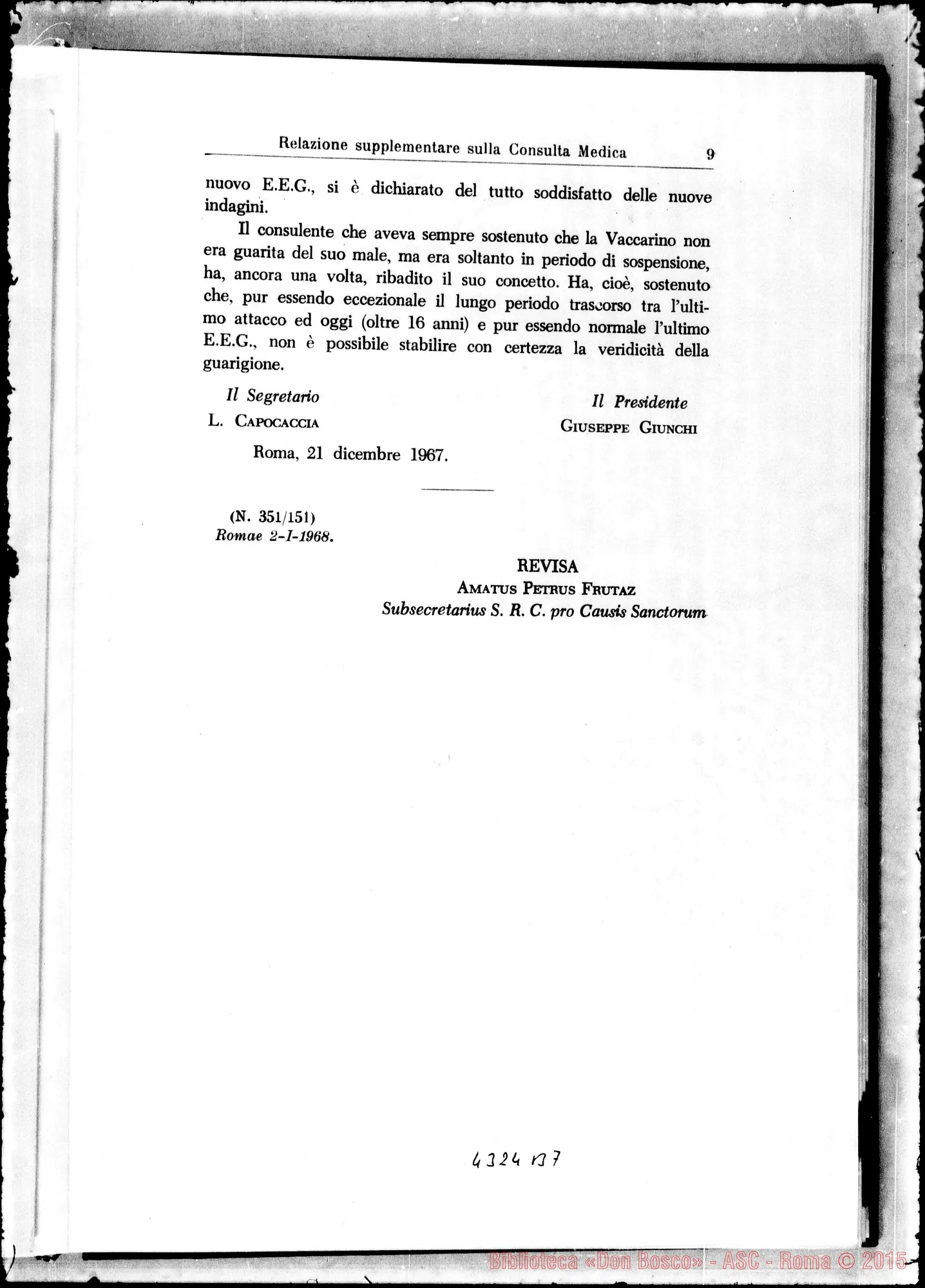 Fotogramma B 7 — Acta praeliminaria