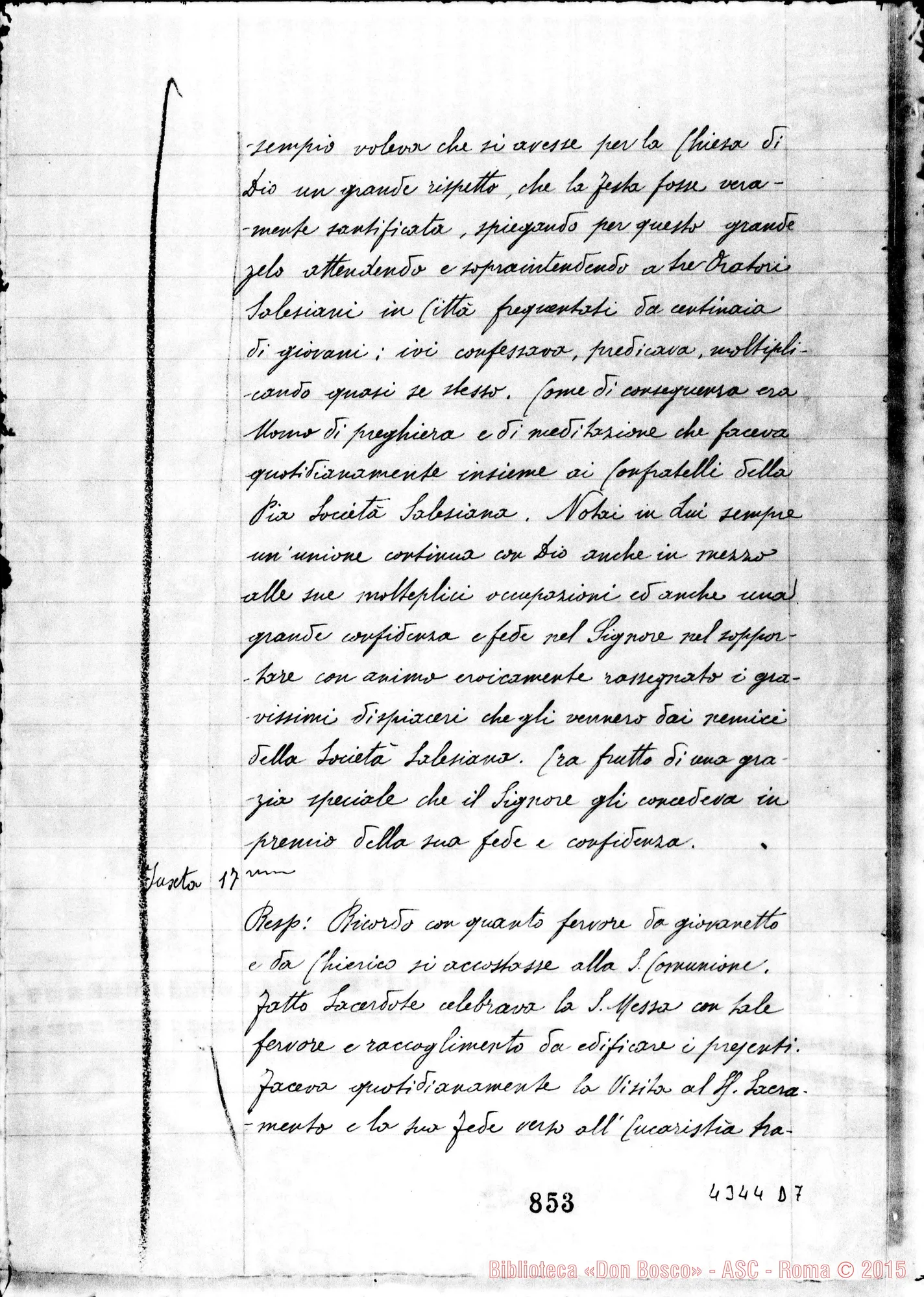 Fotogramma D 7 — Cagliero Giovanni, cardinale