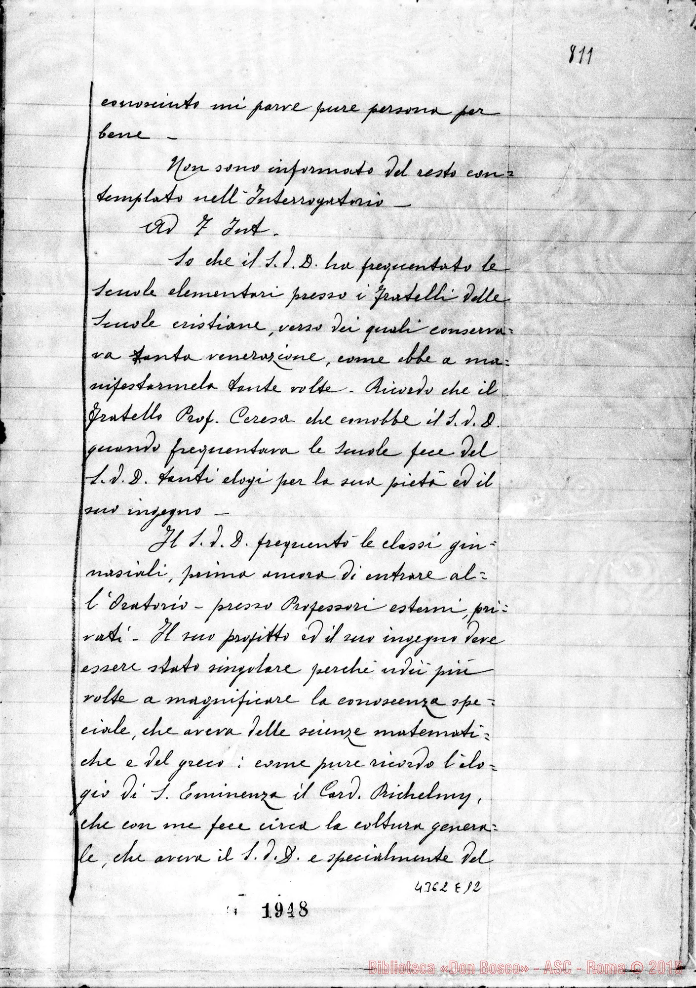 Fotogramma E 12 — Rinaldi Filippo, sac. Rettor Maggiore