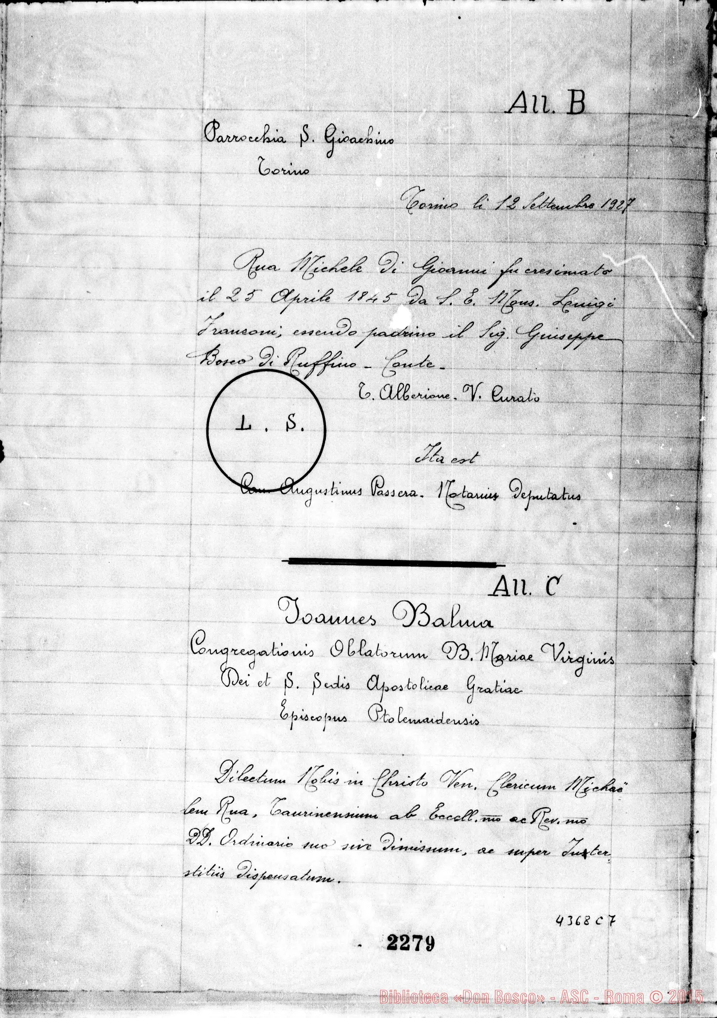 Fotogramma C 7 — Destinatio futurae sessionis et alia