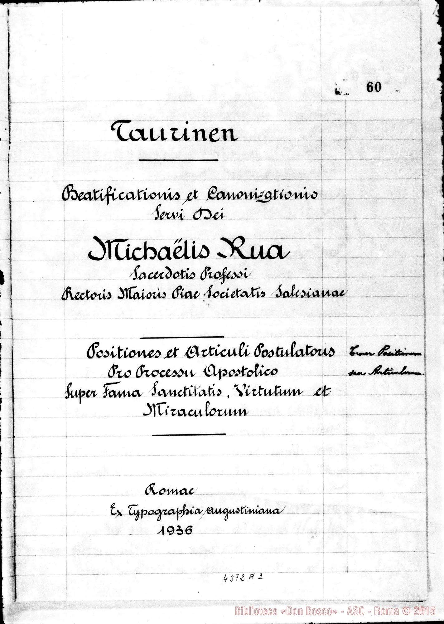 Fotogramma A 2 — Positiones et articuli. Presentai Franciscus Tomasetti