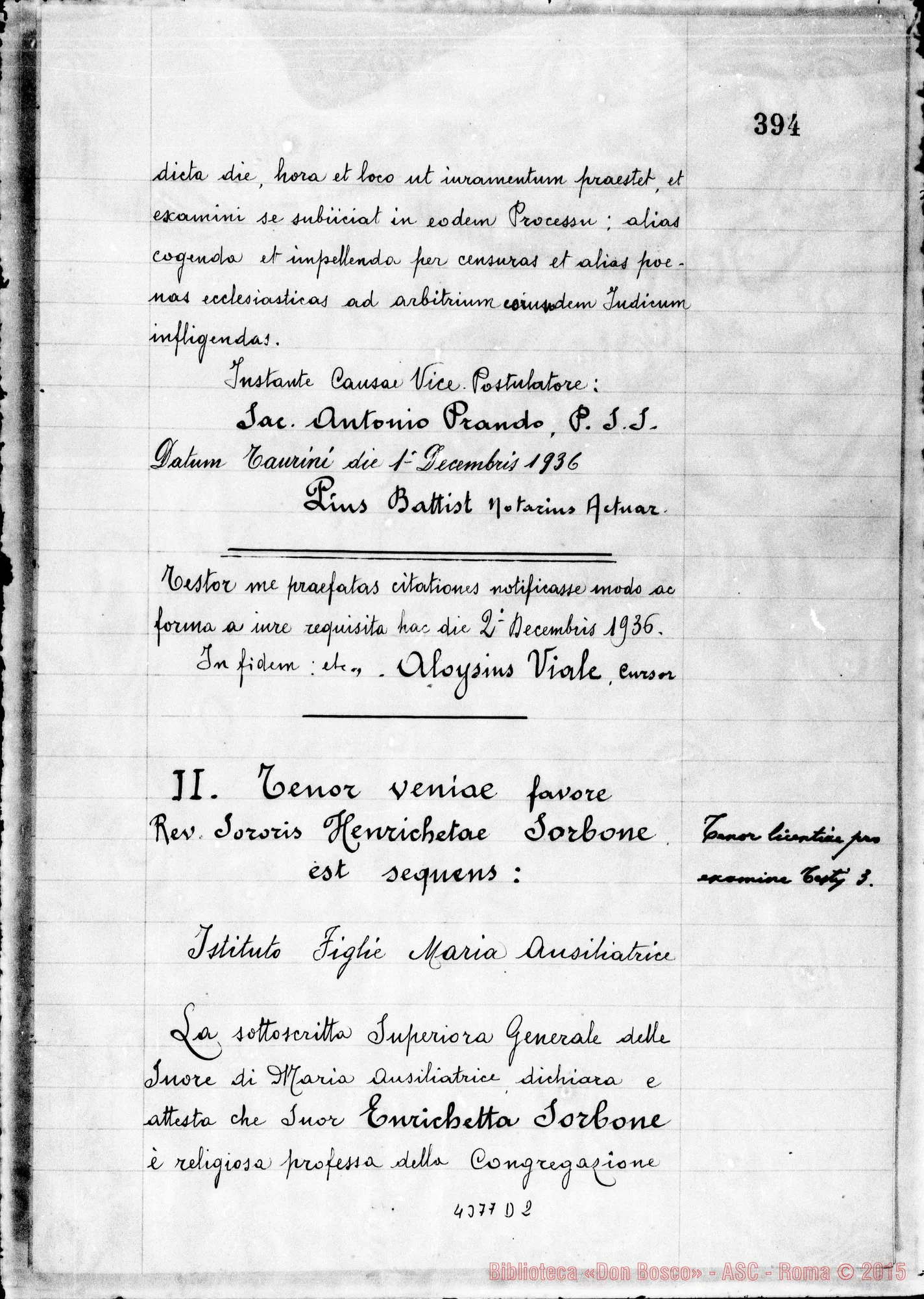 Fotogramma D 2 — Sorbone Enrichetta, suora F.M.A.