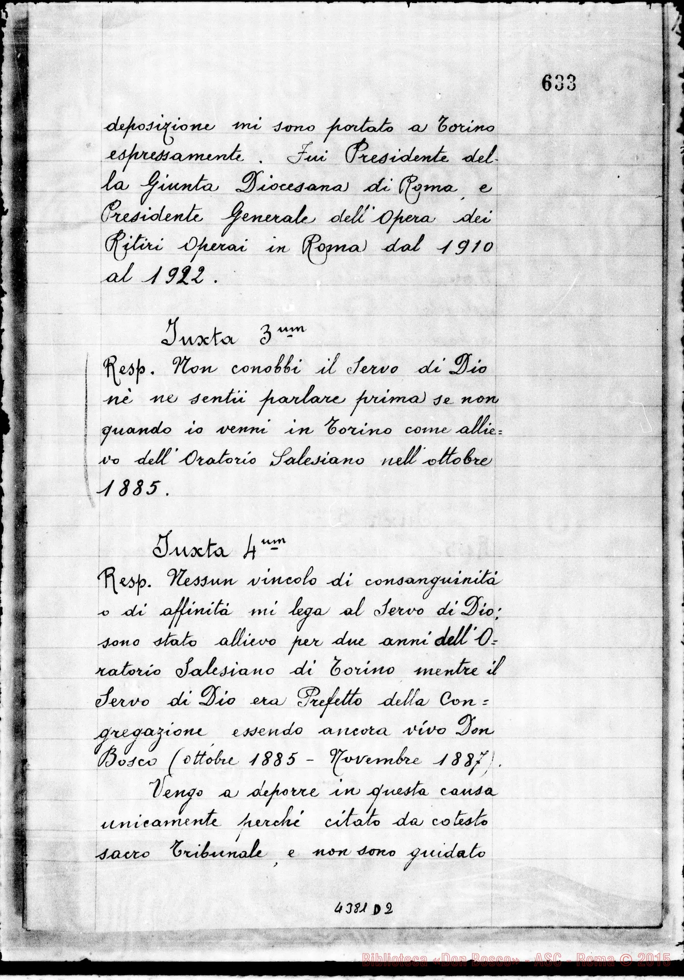 Fotogramma D 2 — Poesio Arturo, capo-divisione del Min. delle Finanze