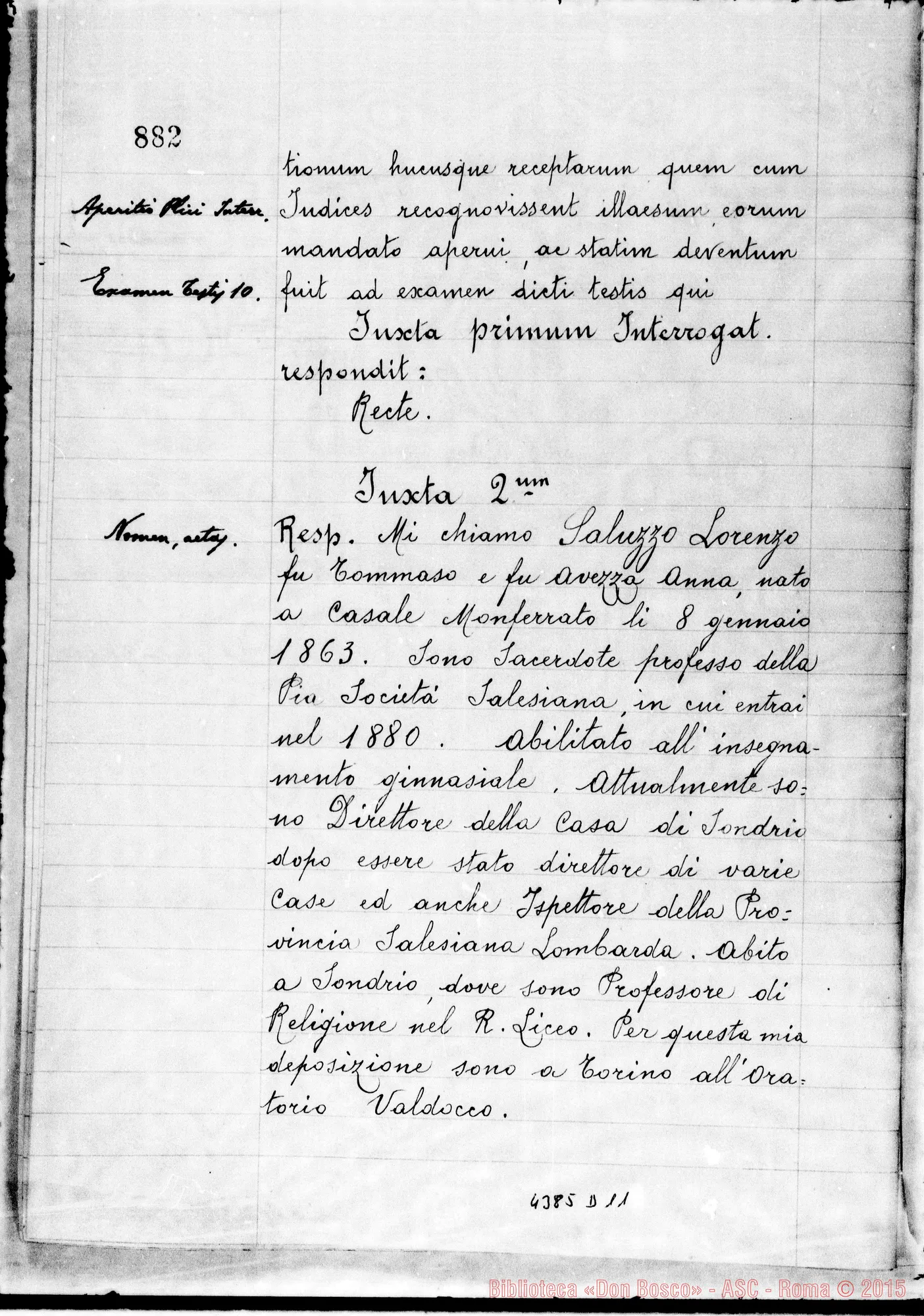 Fotogramma D 11 — Saluzzo Lorenzo, sac. SDB