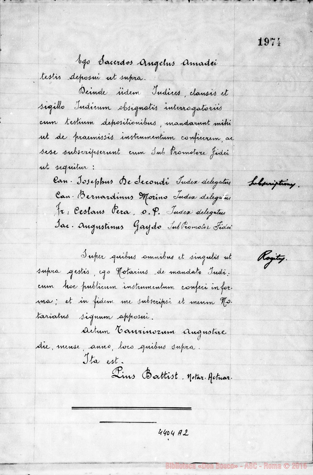 Fotogramma A 2 — Amadei Angelo, sac. SDB (suspensum fuerat per aliquot dies)