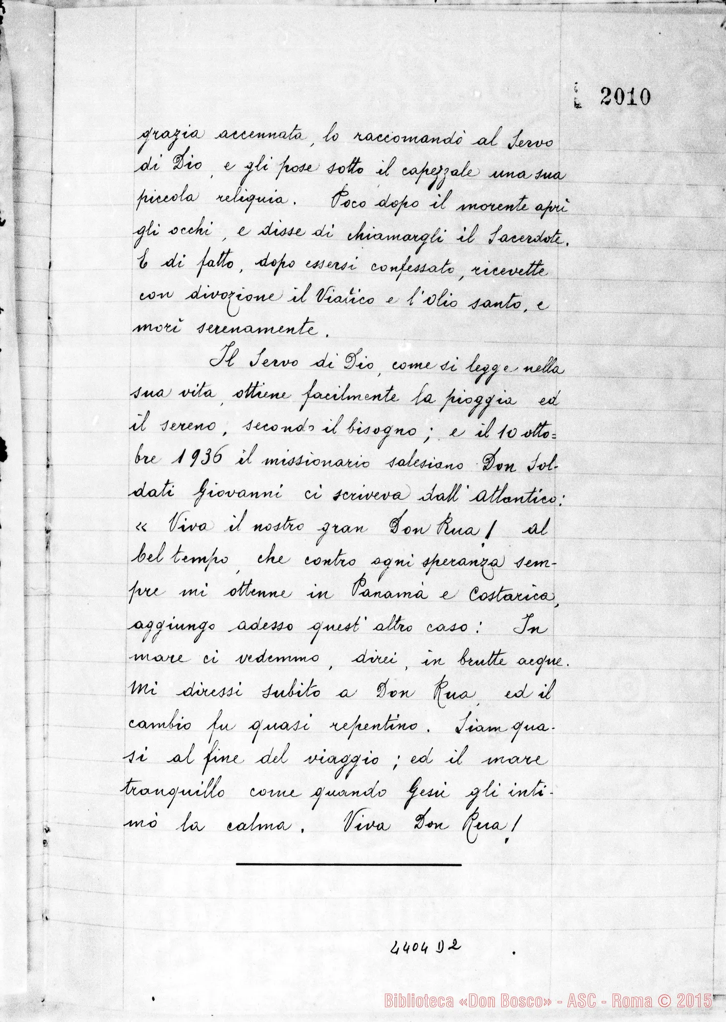Fotogramma D 2 — Amadei Angelo, sac. SDB (suspensum fuerat per aliquot dies)