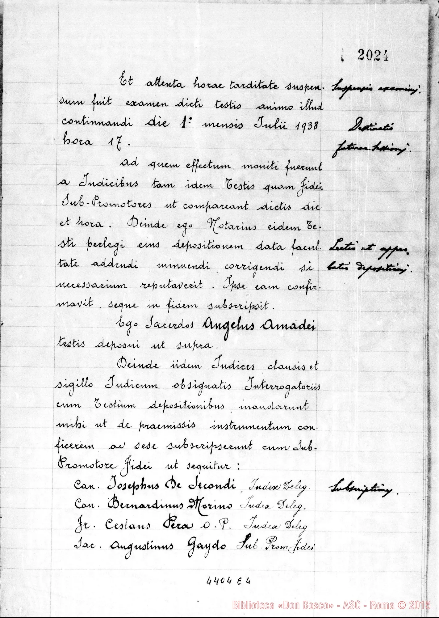 Fotogramma E 4 — Amadei Angelo, sac. SDB (suspensum fuerat per aliquot dies)