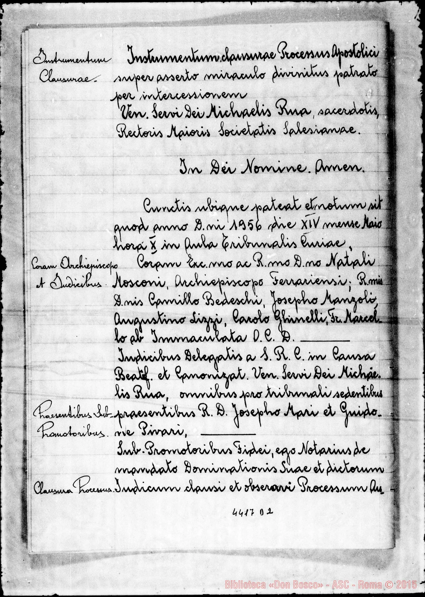 Fotogramma D 2 — In Curiis Ferrariensis E Taurinensis super miraculo (1957)