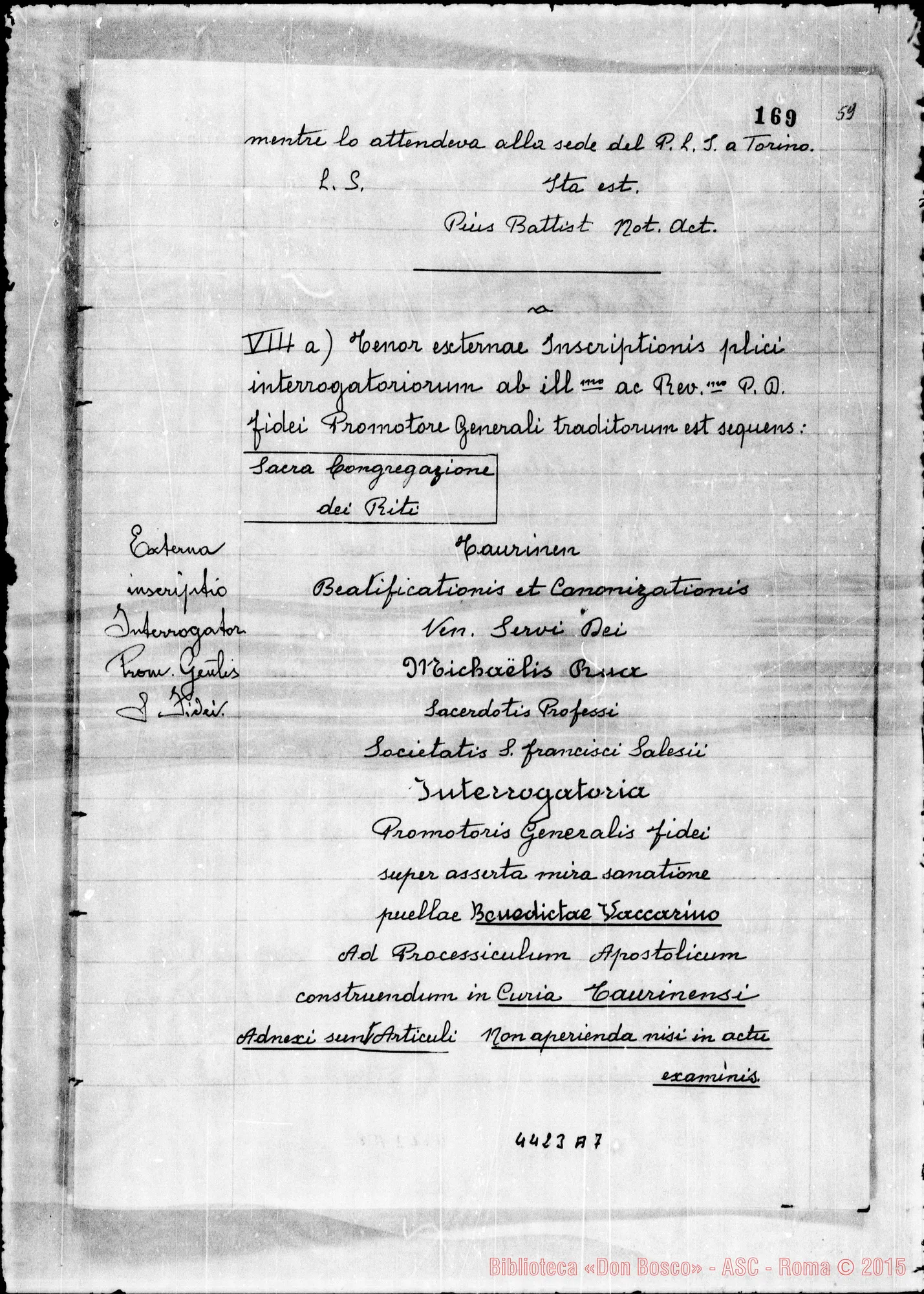 Fotogramma A 7 — In Curiis Ferrariensis E Taurinensis super miraculo (1957)