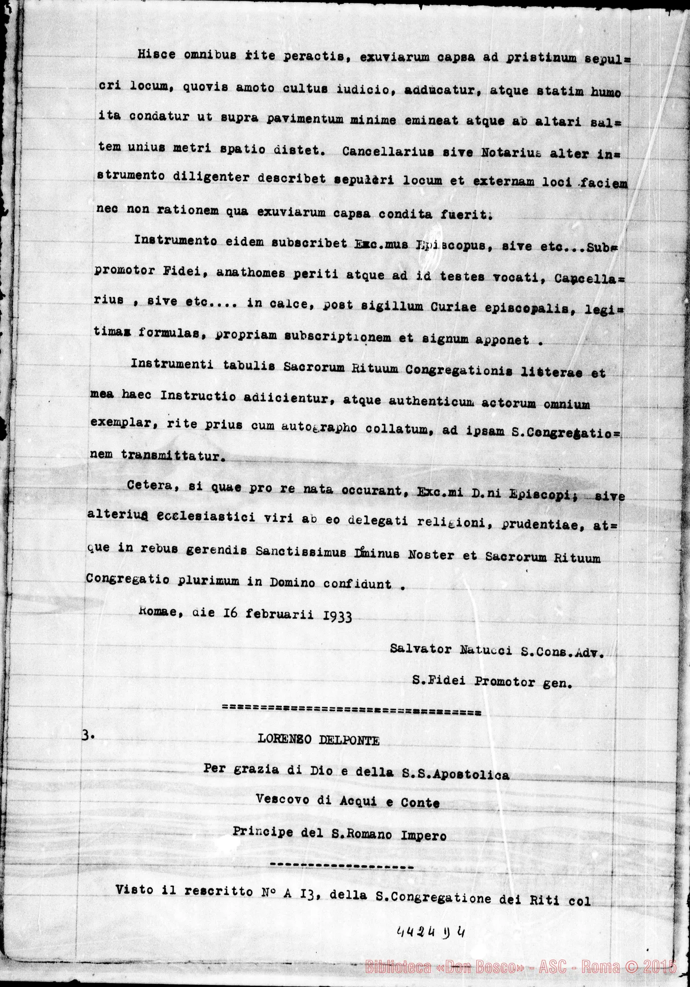 Fotogramma D 4 — Documenti circa la ricognizione della salma E deposizione in una nuova cassa fatta A Nizza, il 18-05-1933