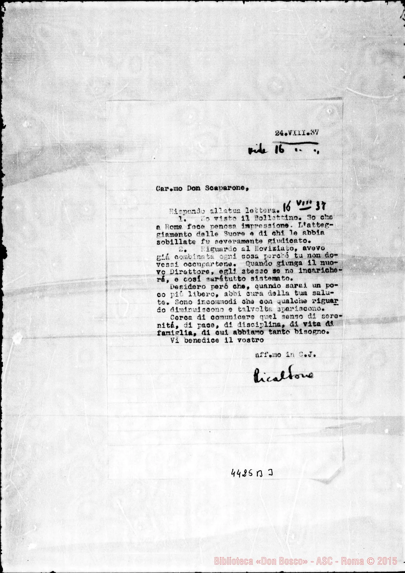 Fotogramma B 3 — Don Ricaldone-Don Scaparone Giovanni, il 24-08-1937. Copia