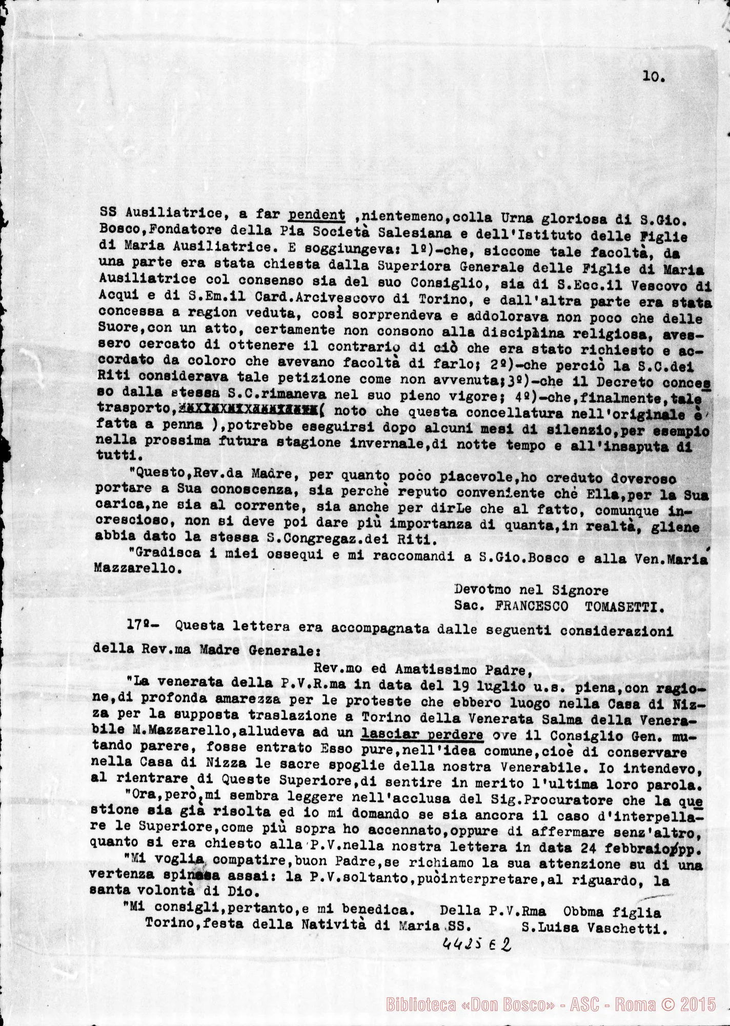 Fotogramma E 2 — Don Ricaldone-Madre Generale (Suor Vaschetti). Torino, 15-09-1937