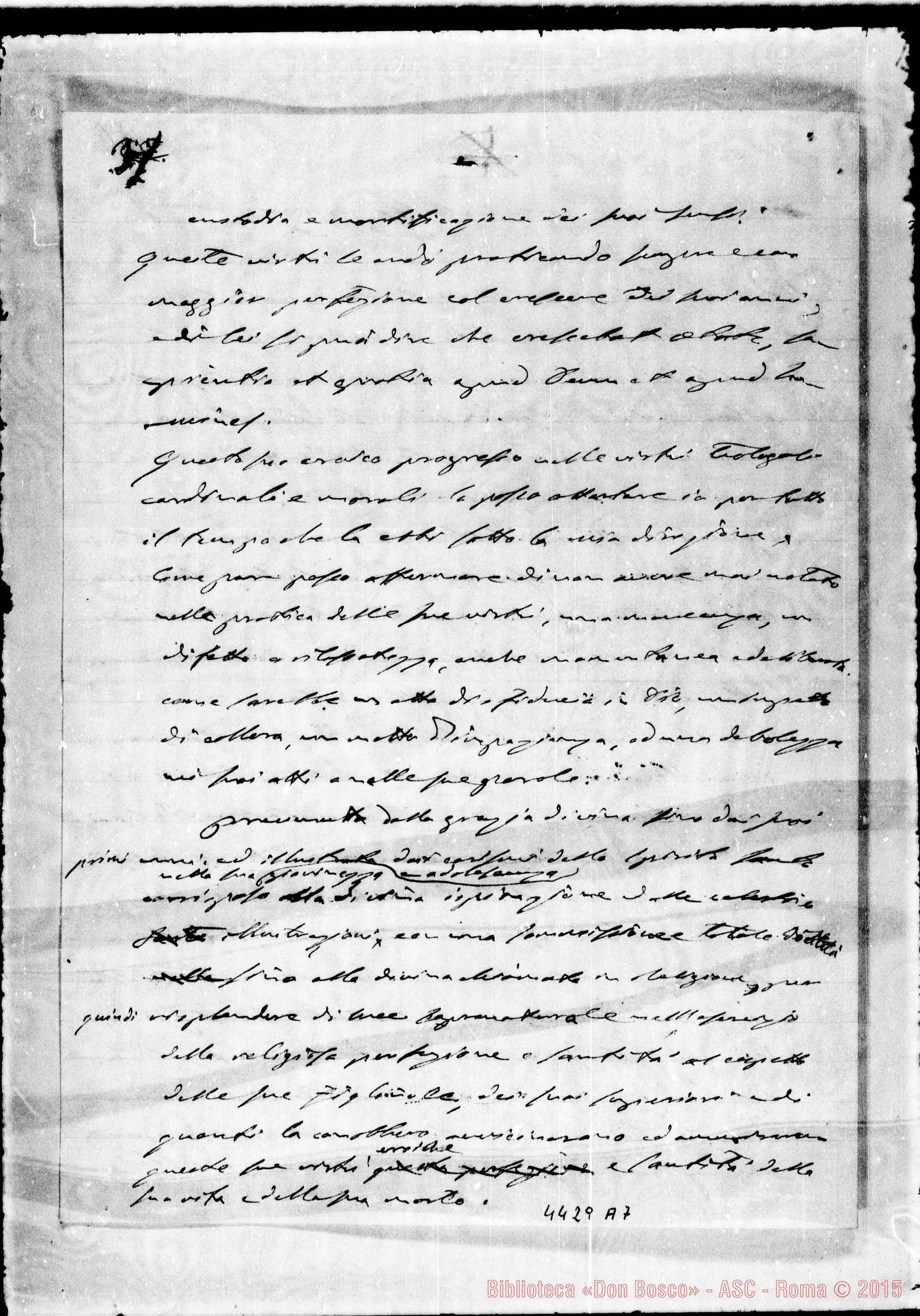 Fotogramma A 7 — Card. Cagliero: deposizione per il processo. Ms. autogr.