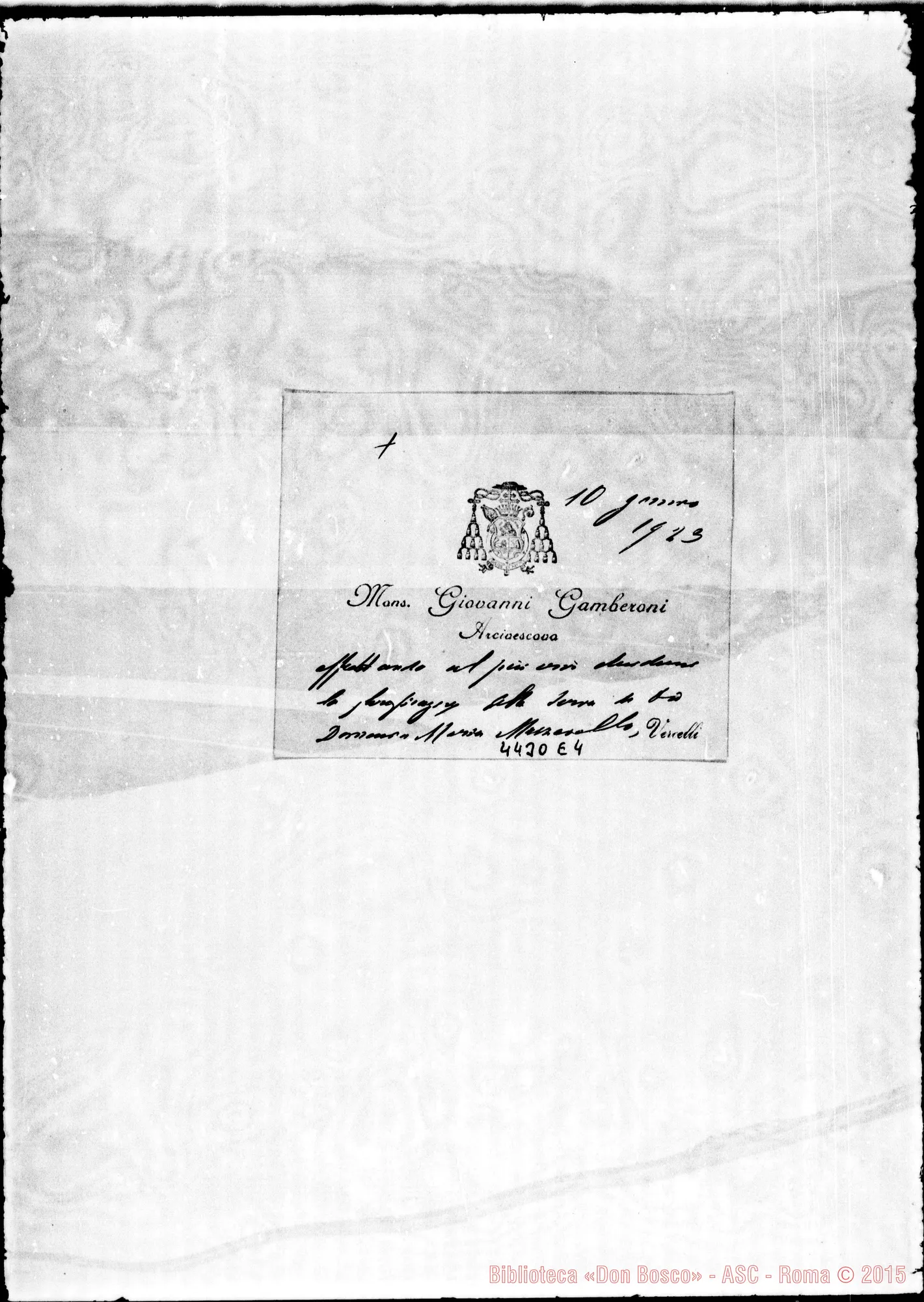 Fotogramma E 4 — Gamberoni Giovanni, arciv. di Vercelli