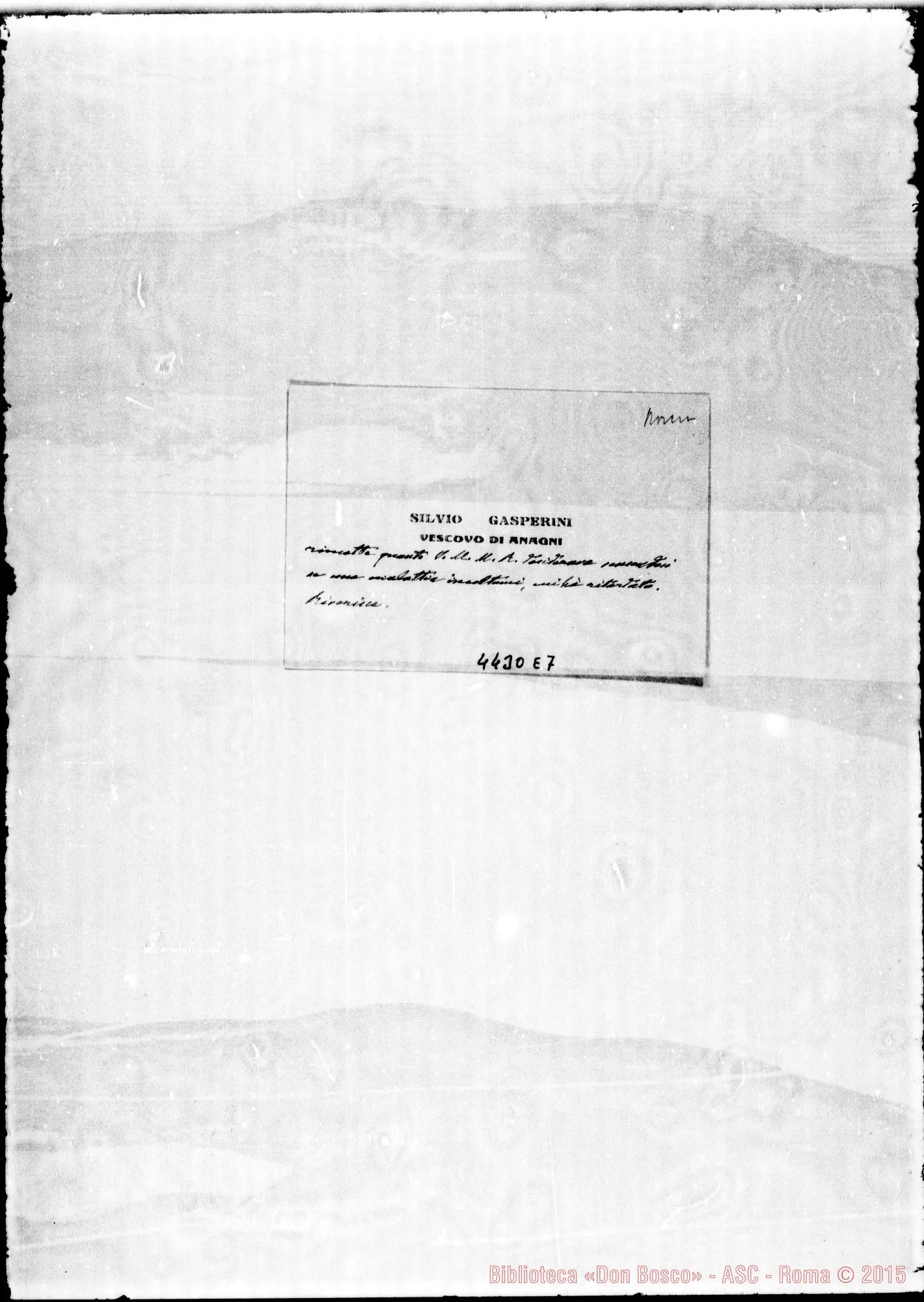 Fotogramma E 7 — Gasperini Silvio, vesc. di Anagni