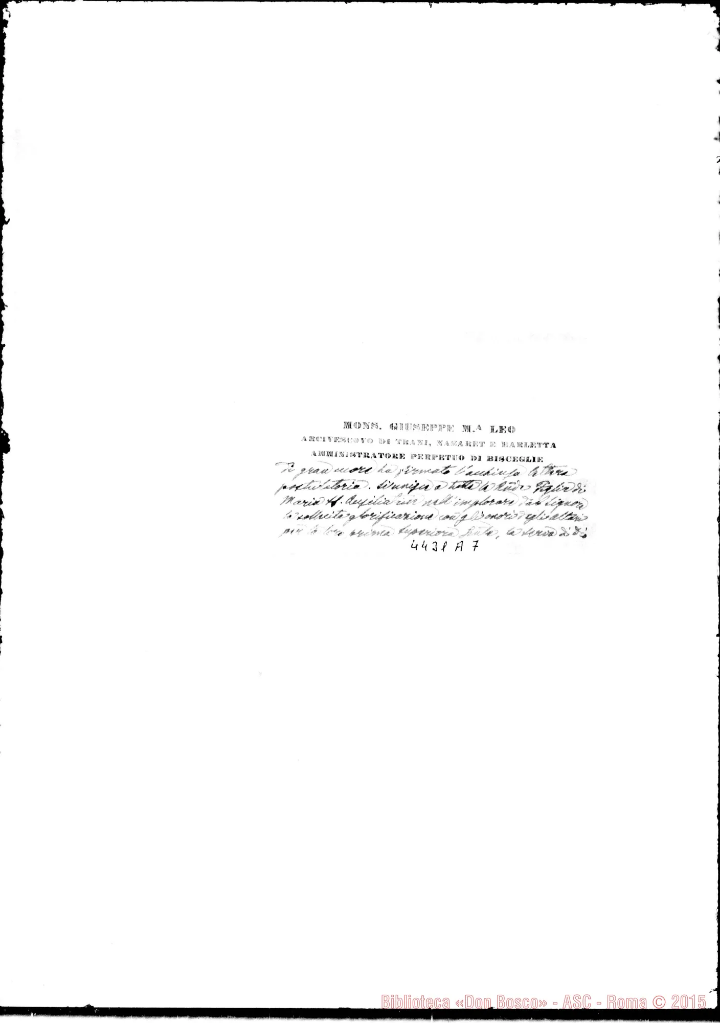 Fotogramma A 7 — Leo Giuseppe Maria, arciv. di Trani, Nazaret E Barletta