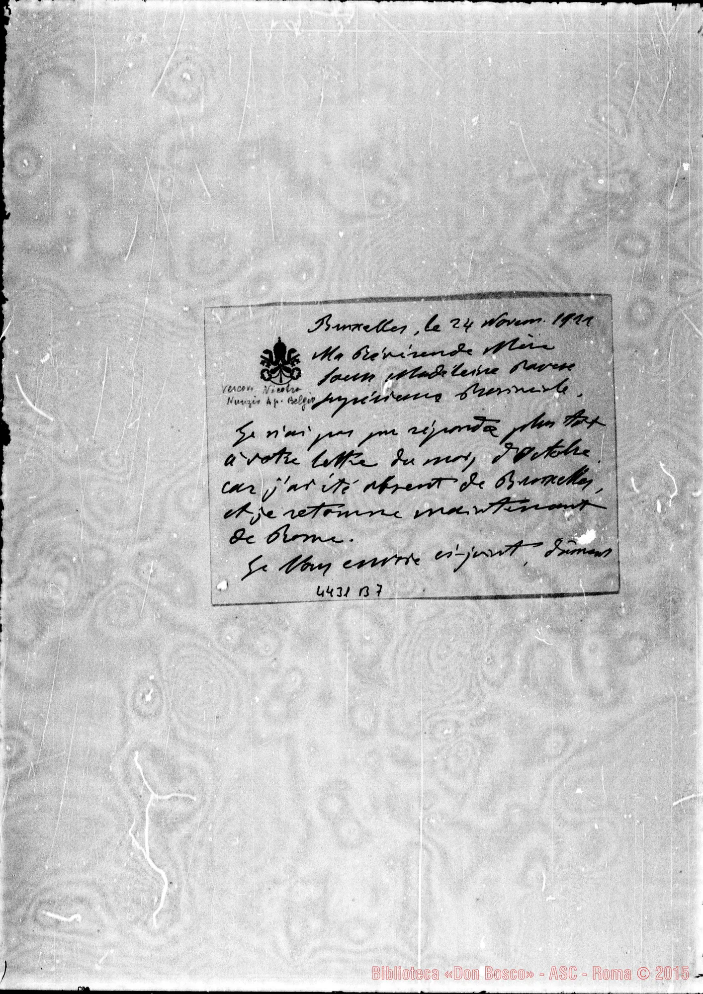 Fotogramma B 7 — Nicotra Sebastiano, vesc. nunzio apost. nel Belgio