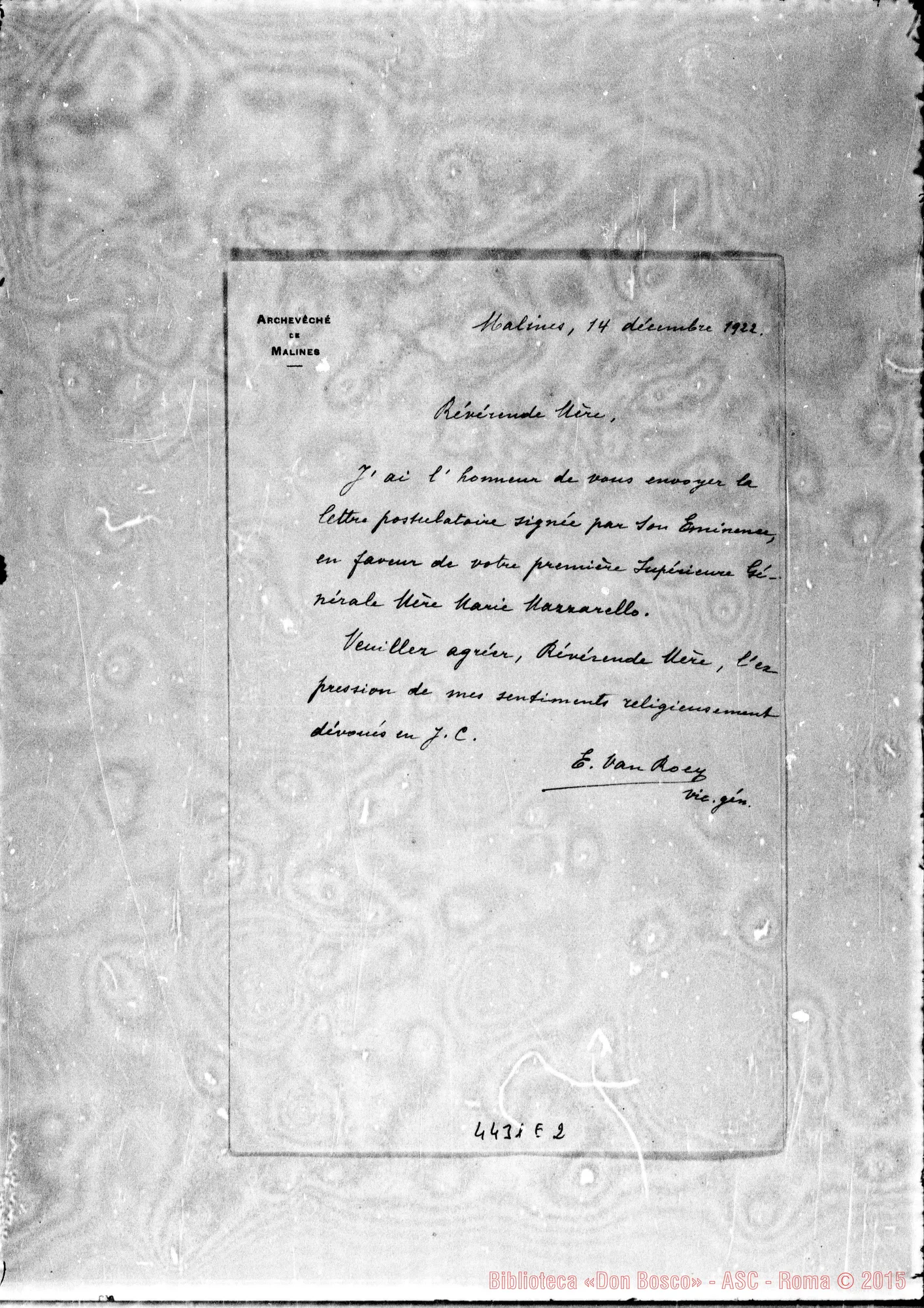 Fotogramma E 2 — Van Roey E., vie. gen. di Malines