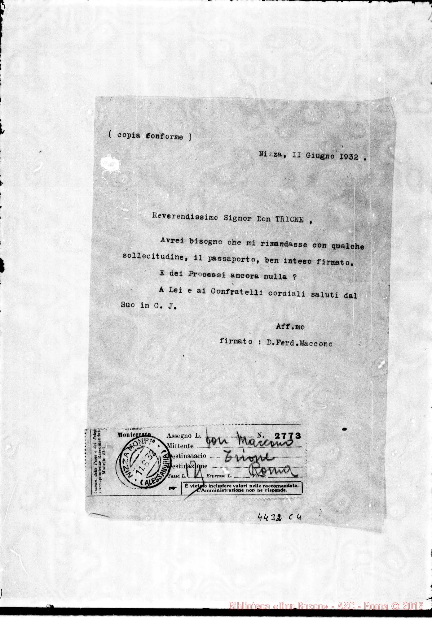 Fotogramma C 4 — Don Maccono-Don Trione Giovanni. Nizza Monf., 11-06-1932