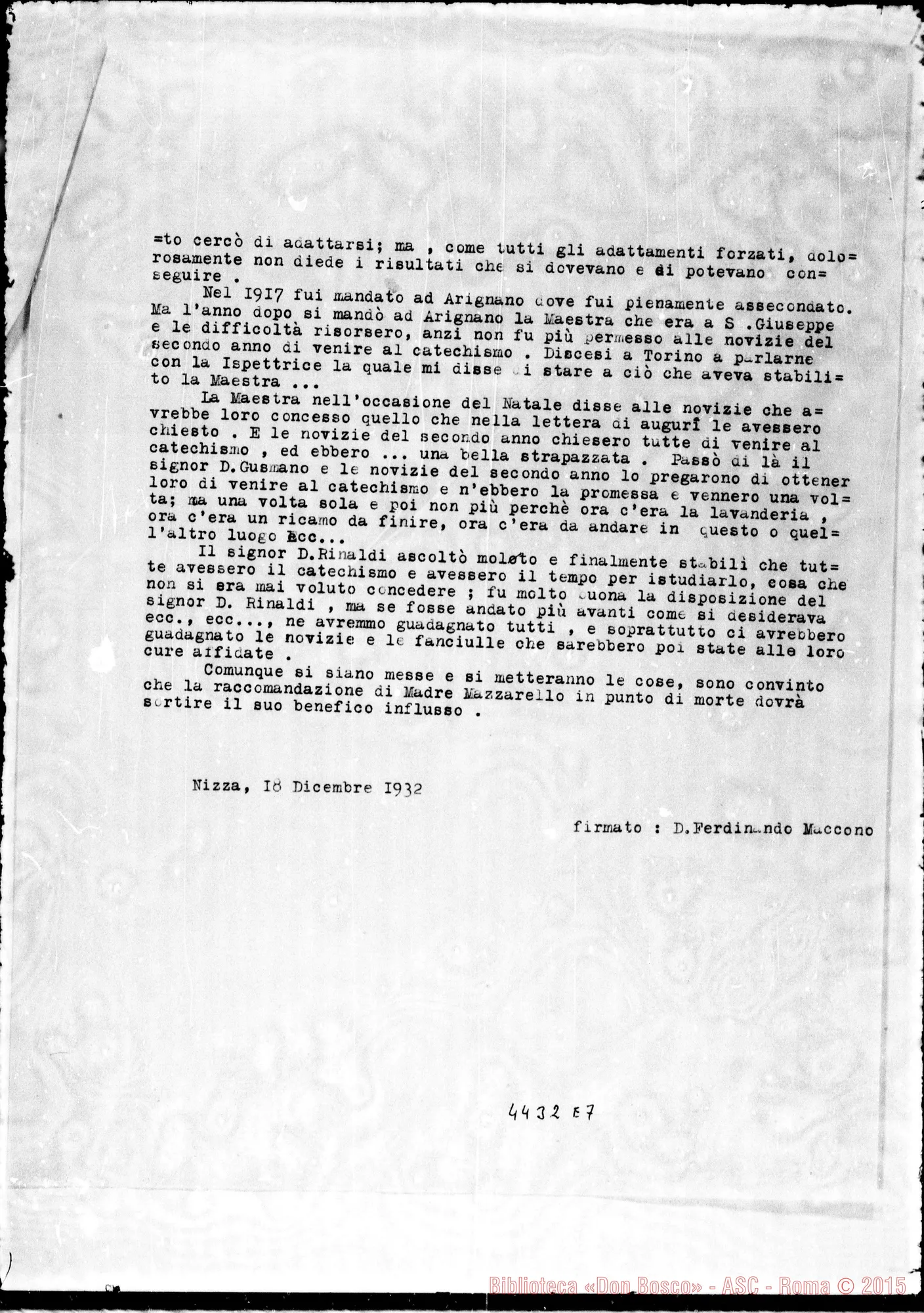 Fotogramma E 7 — Don Maccono-Madre Teresa Pentore. Nizza Monf., 18-12-1932